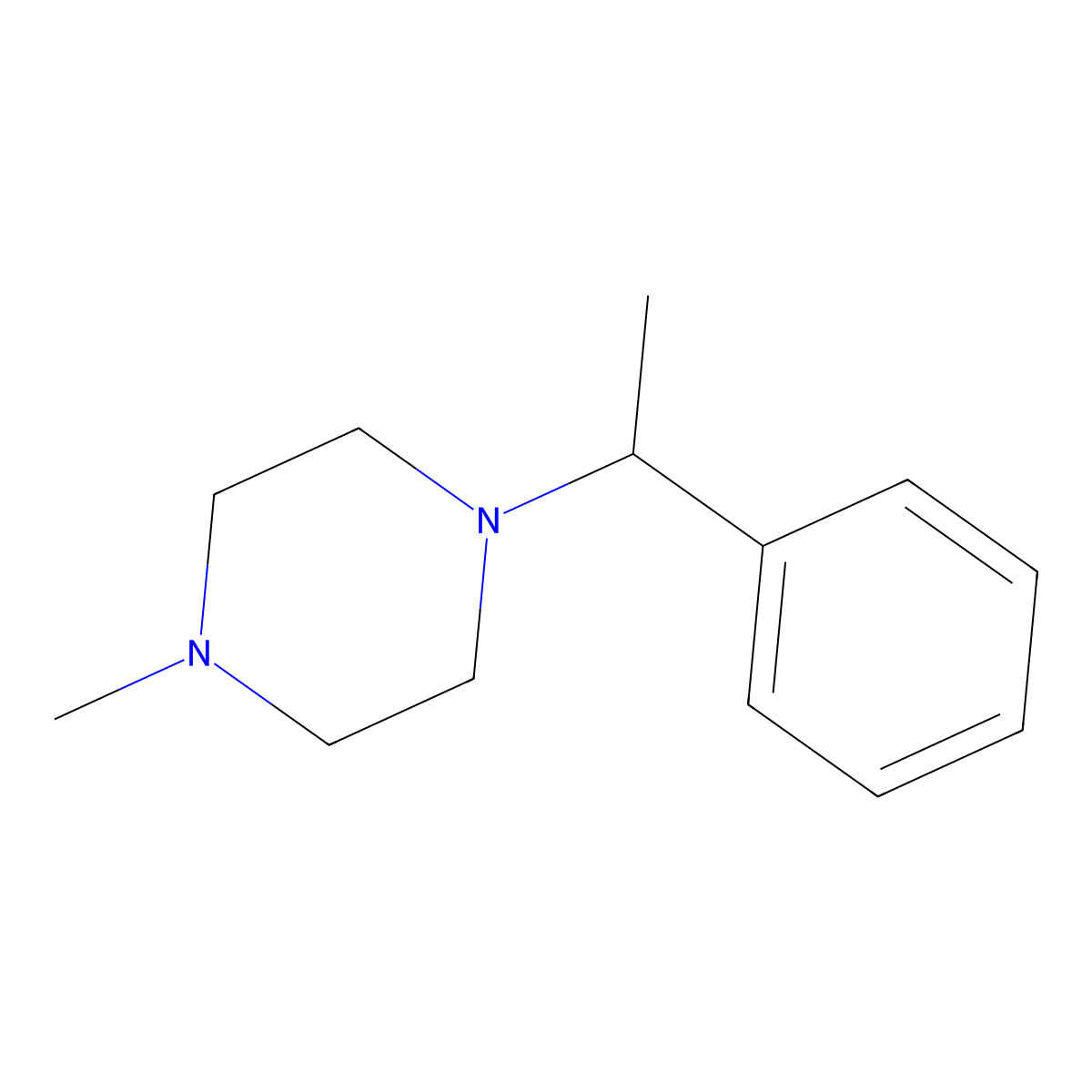 1-Methyl-4-(1-phenyl-ethyl)-piperazine molecular structure, CAS 1092492-18-6