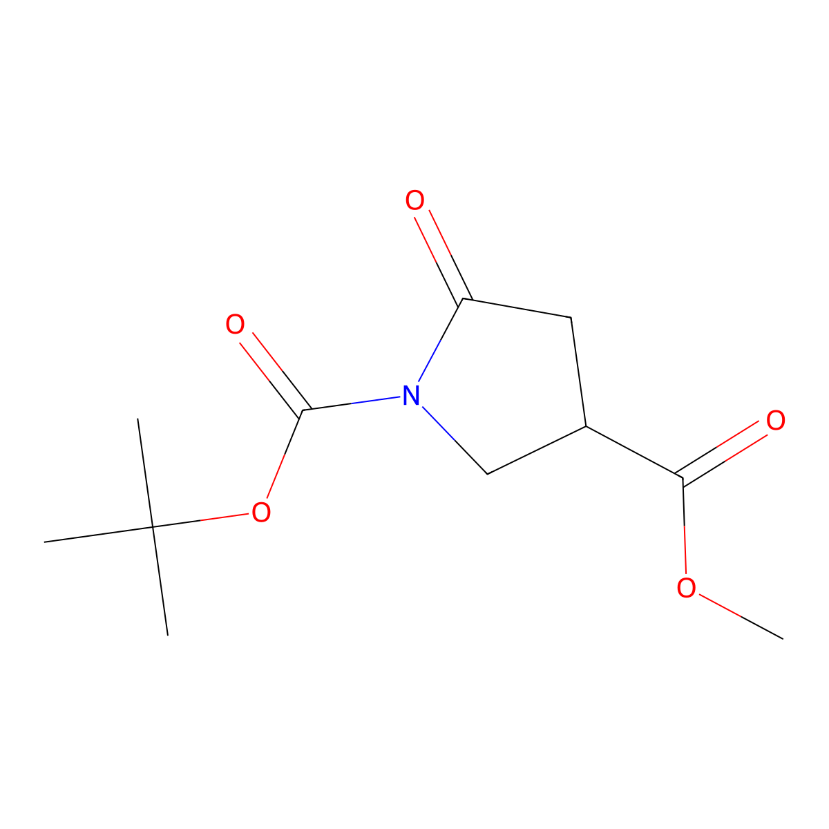 1-Tert-butyl 3-methyl 5-oxopyrrolidine-1,3-dicarboxylate molecular structure, CAS 1092492-27-7