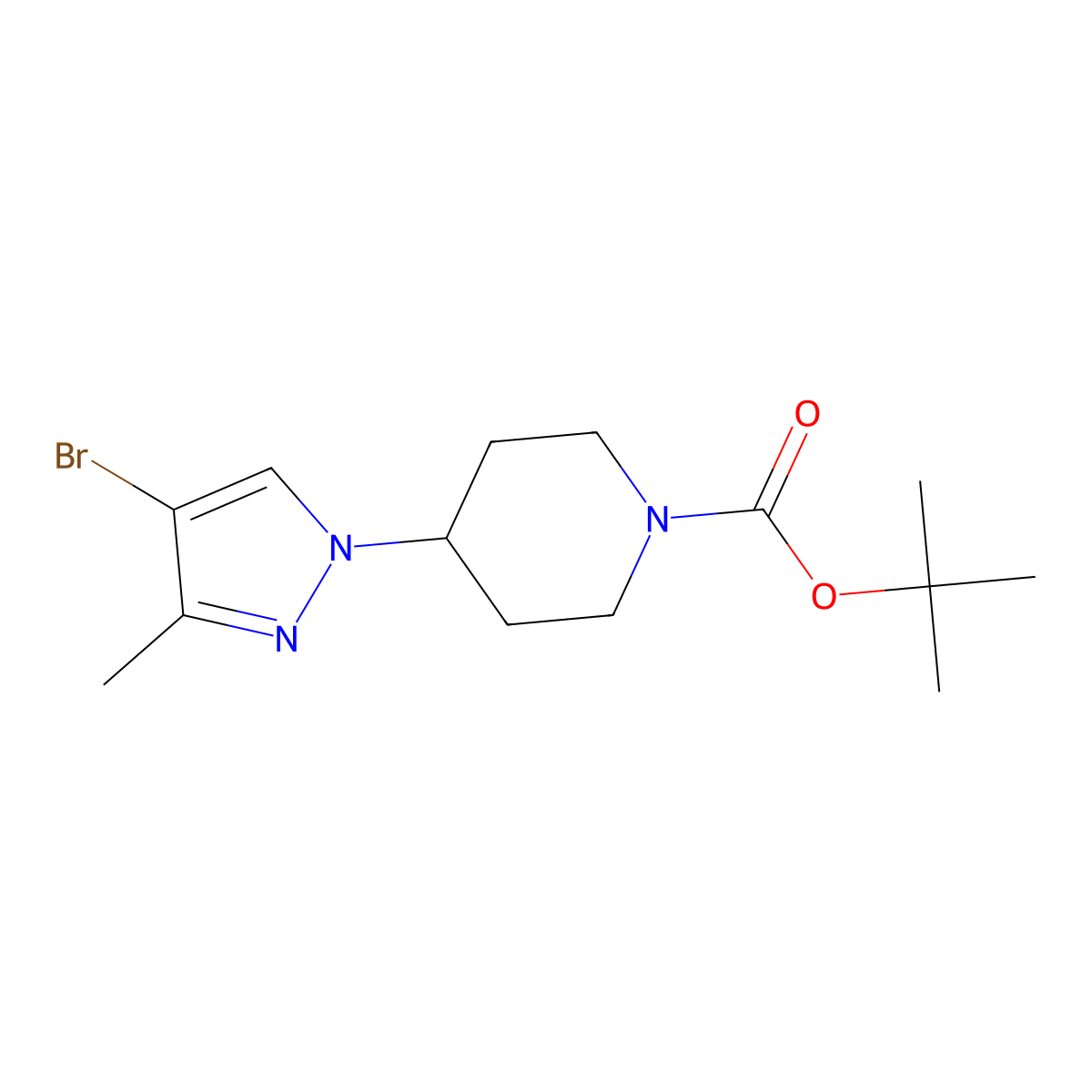 Tert-butyl 4-(4-bromo-3-methyl-pyrazol-1-yl)piperidine-1-carboxylate molecular structure, CAS 1092500-89-4