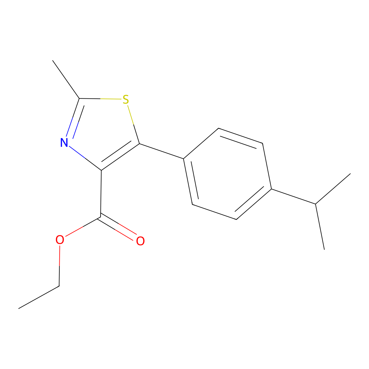 Ethyl 5-(4-isopropylphenyl)-2-methylthiazole-4-carboxylate molecular structure, CAS 1092504-56-7
