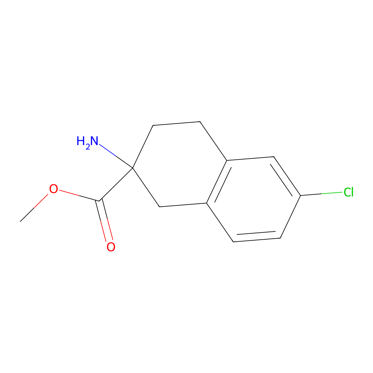 2-Amino-6-chloro-1,2,3,4-tetrahydro-naphthalene-2-carboxylic acid methyl ester molecular structure, CAS 1092519-17-9