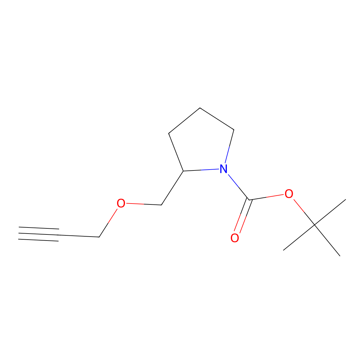 tert-butyl (2S)-2-[(prop-2-yn-1-yloxy)methyl]pyrrolidine-1-carboxylate molecular structure, CAS 1092522-52-5