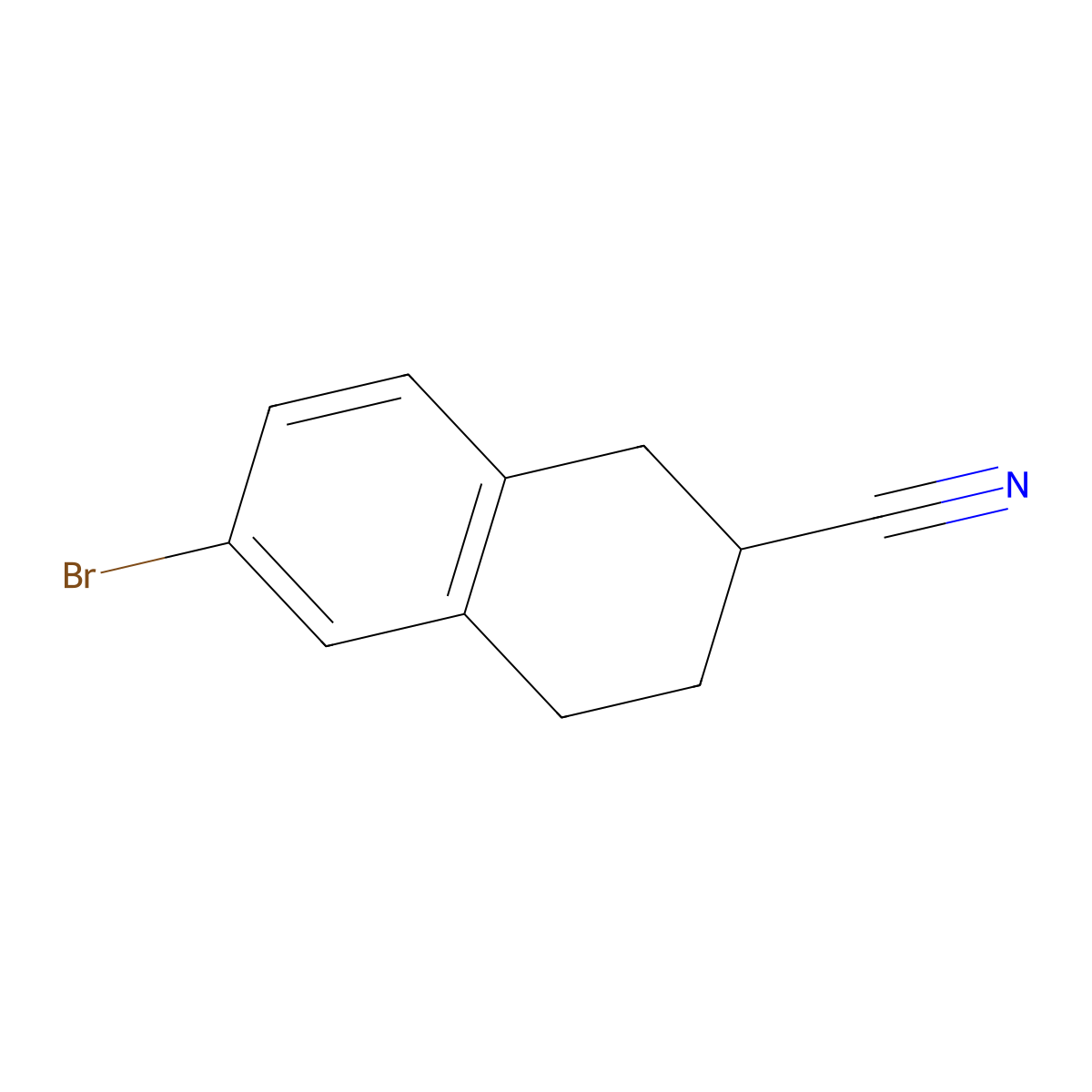 6-Bromo-1,2,3,4-tetrahydronaphthalene-2-carbonitrile molecular structure, CAS 1092523-01-7
