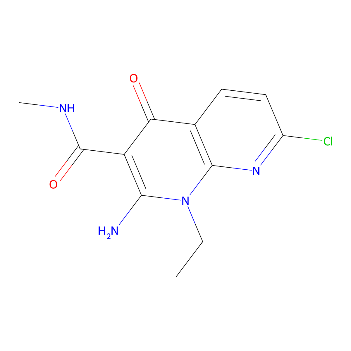 2-Amino-7-chloro-1-ethyl-N-methyl-4-oxo-1,4-dihydro-1,8-naphthyridine-3-carboxamide molecular structure, CAS 1092523-24-4