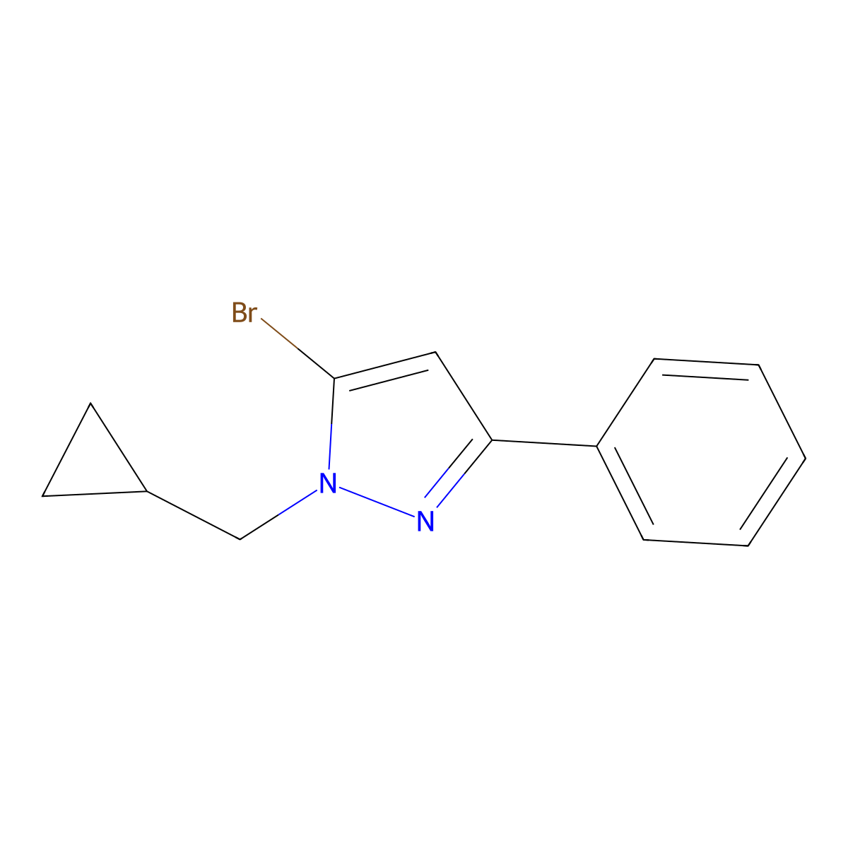 5-Bromo-1-(cyclopropylmethyl)-3-phenyl-1H-pyrazole molecular structure, CAS 1092533-05-5