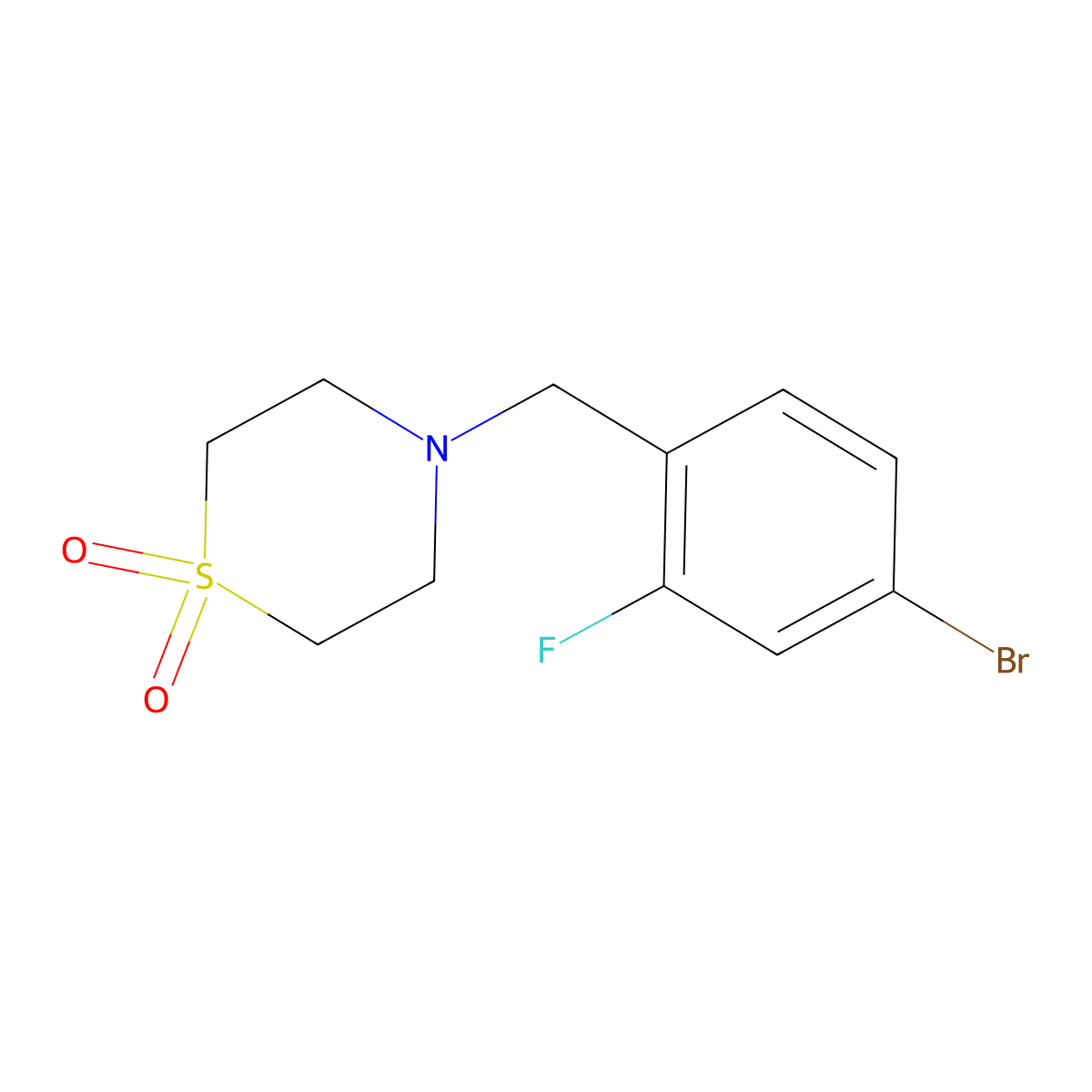 4-(4-Bromo-2-fluoro-benzyl)-thiomorpholine 1,1-dioxide molecular structure, CAS 1092563-28-4