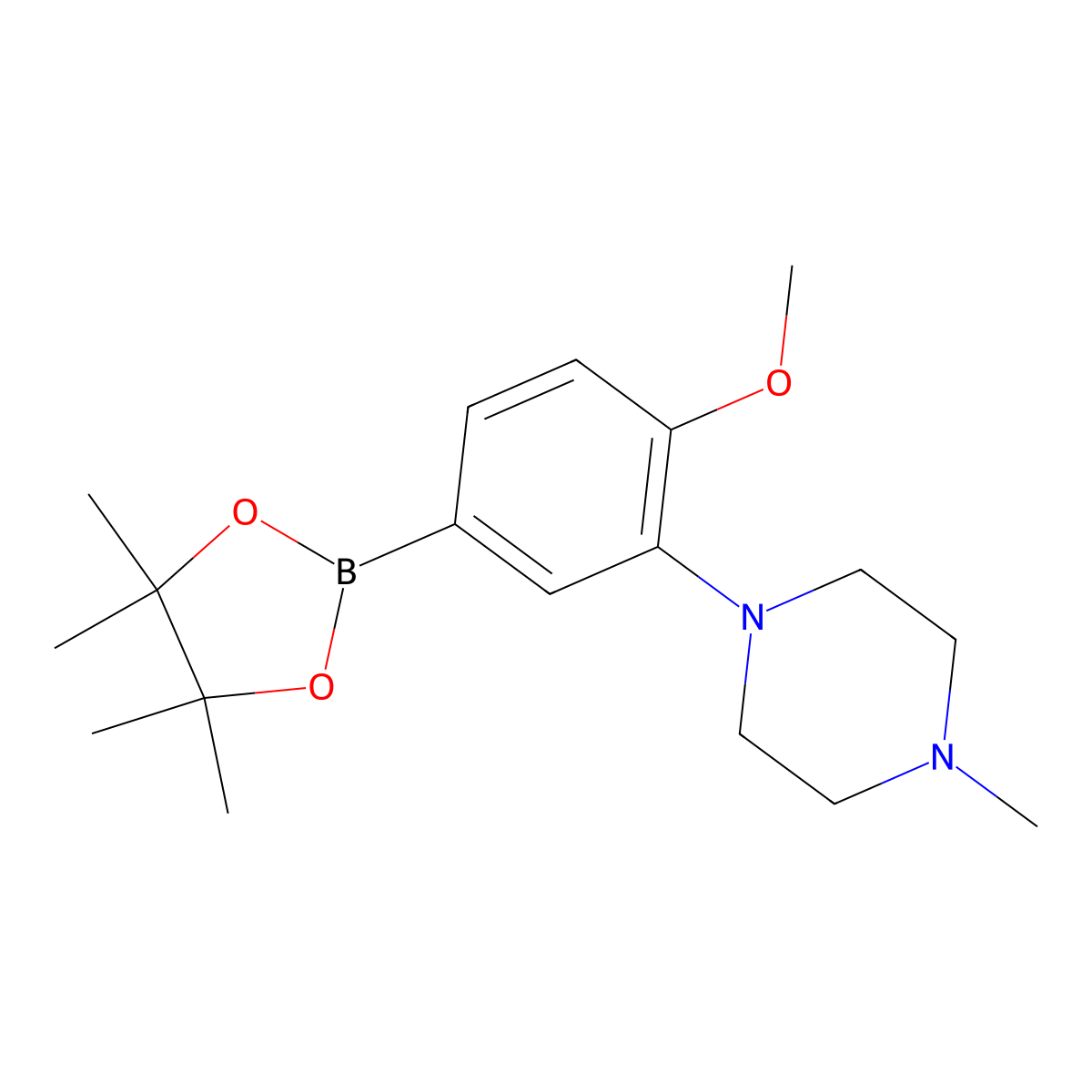 1-[2-Methoxy-5-(4,4,5,5-tetramethyl-1,3,2-dioxaborolan-2-yl)phenyl]-4-methylpiperazine molecular structure, CAS 1092563-76-2