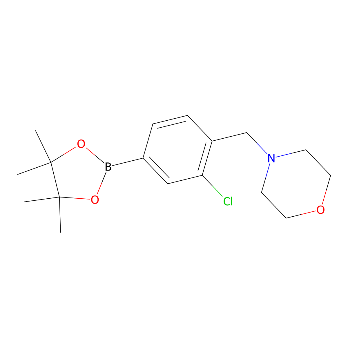 4-(2-Chloro-4-(4,4,5,5-tetramethyl-1,3,2-dioxaborolan-2-yl)benzyl)morpholine molecular structure, CAS 1092564-33-4