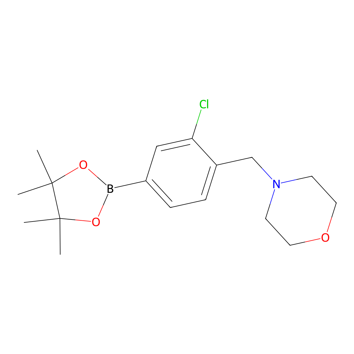 4-(2-Chloro-4-(4,4,5,5-tetramethyl-1,3,2-dioxaborolan-2-yl)benzyl)morpholine molecular structure, CAS 1092564-33-4