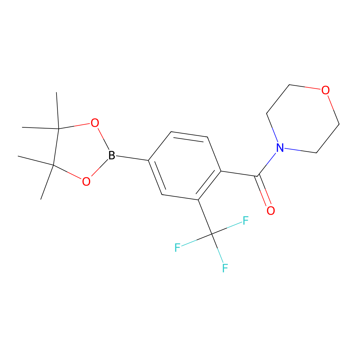 Morpholino(4-(4,4,5,5-tetramethyl-1,3,2-dioxaborolan-2-yl)-2-(trifluoromethyl)phenyl)methanone molecular structure, CAS 1092564-34-5