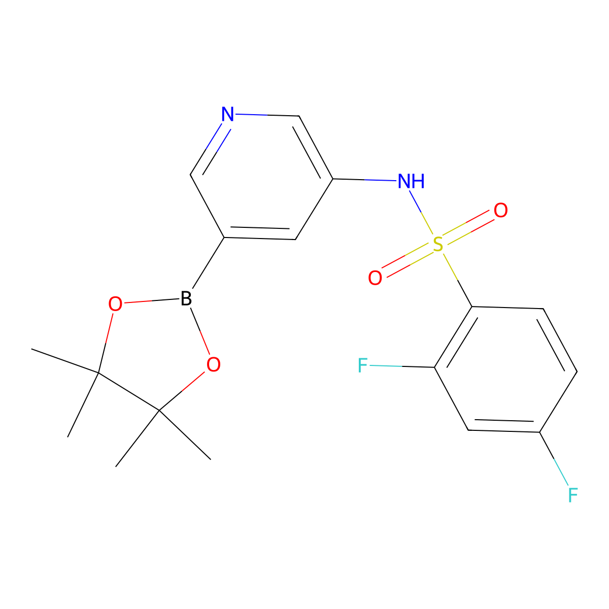 2,4-Difluoro-N-[5-(4,4,5,5-tetramethyl-1,3,2-dioxaborolan-2-YL)-3-pyridinyl]benzenesulfonamide molecular structure, CAS 1092565-35-9