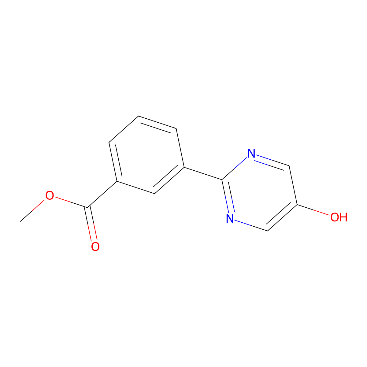 Methyl 3-(5-hydroxypyrimidin-2-yl)benzoate molecular structure, CAS 1092568-87-0