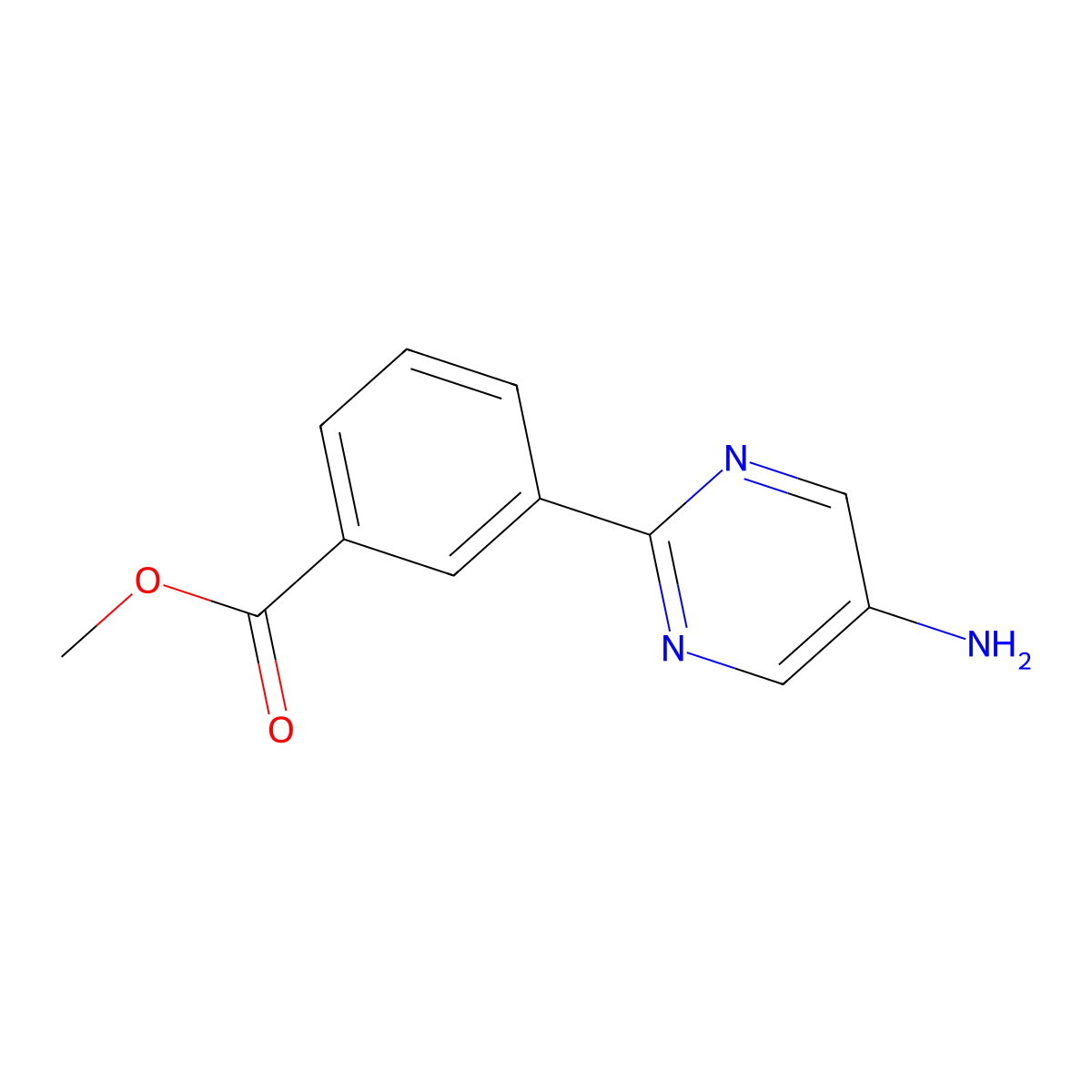 Methyl 3-(5-aminopyrimidin-2-yl)benzoate molecular structure, CAS 1092568-94-9
