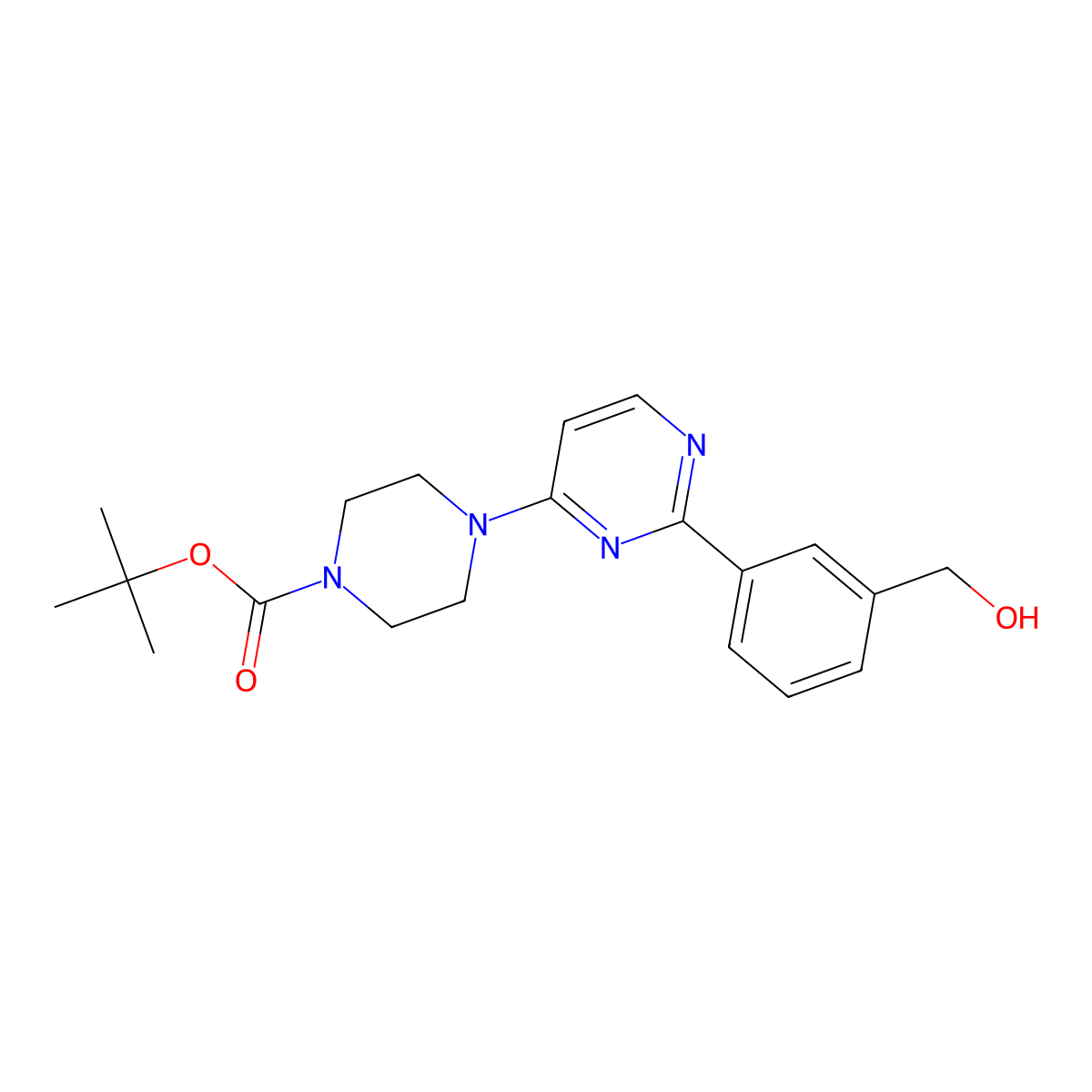 1,1-Dimethylethyl 4-[2-[3-(hydroxymethyl)phenyl]-4-pyrimidinyl]-1-piperazinecarboxylate molecular structure, CAS 1092569-07-7