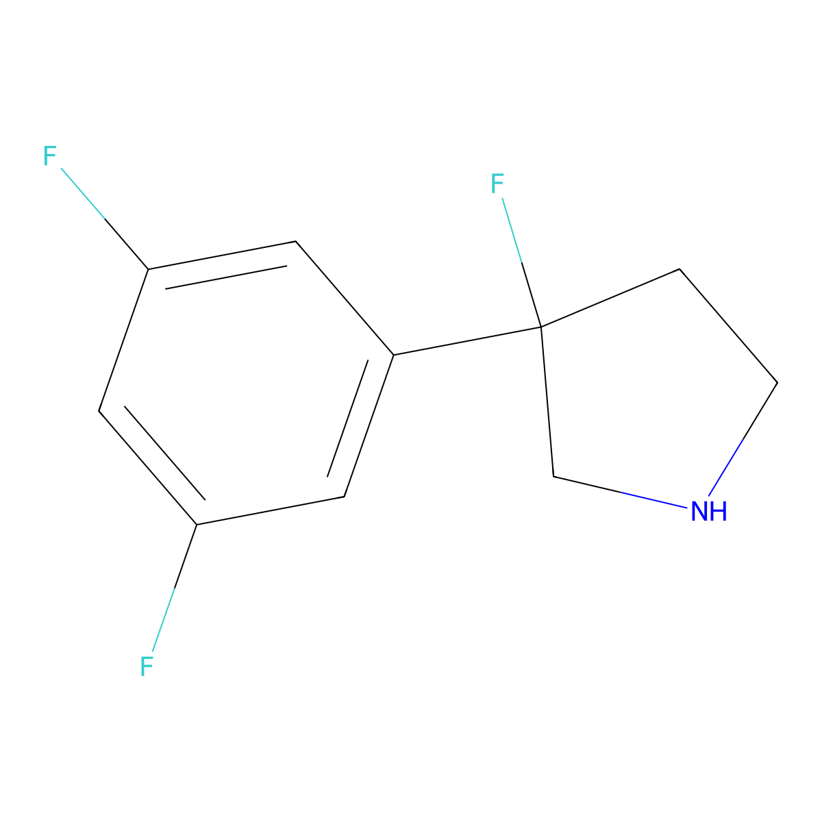 3-(3,5-Difluorophenyl)-3-fluoropyrrolidine molecular structure, CAS 1092572-22-9