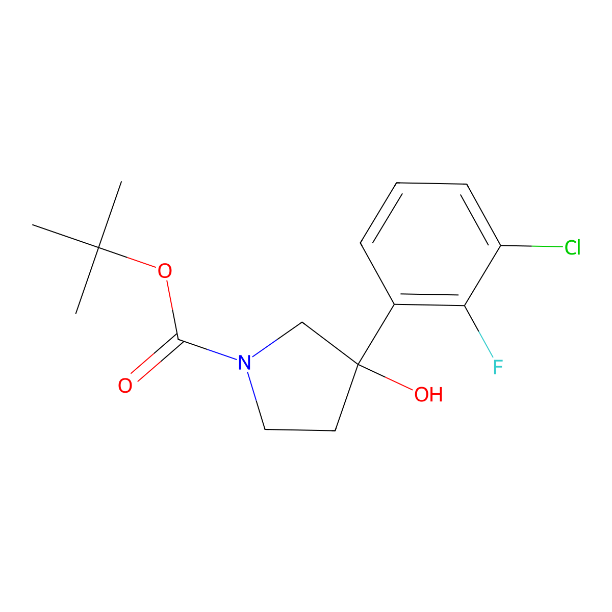 Tert-butyl 3-(3-chloro-2-fluorophenyl)-3-hydroxypyrrolidine-1-carboxylate molecular structure, CAS 1092573-85-7