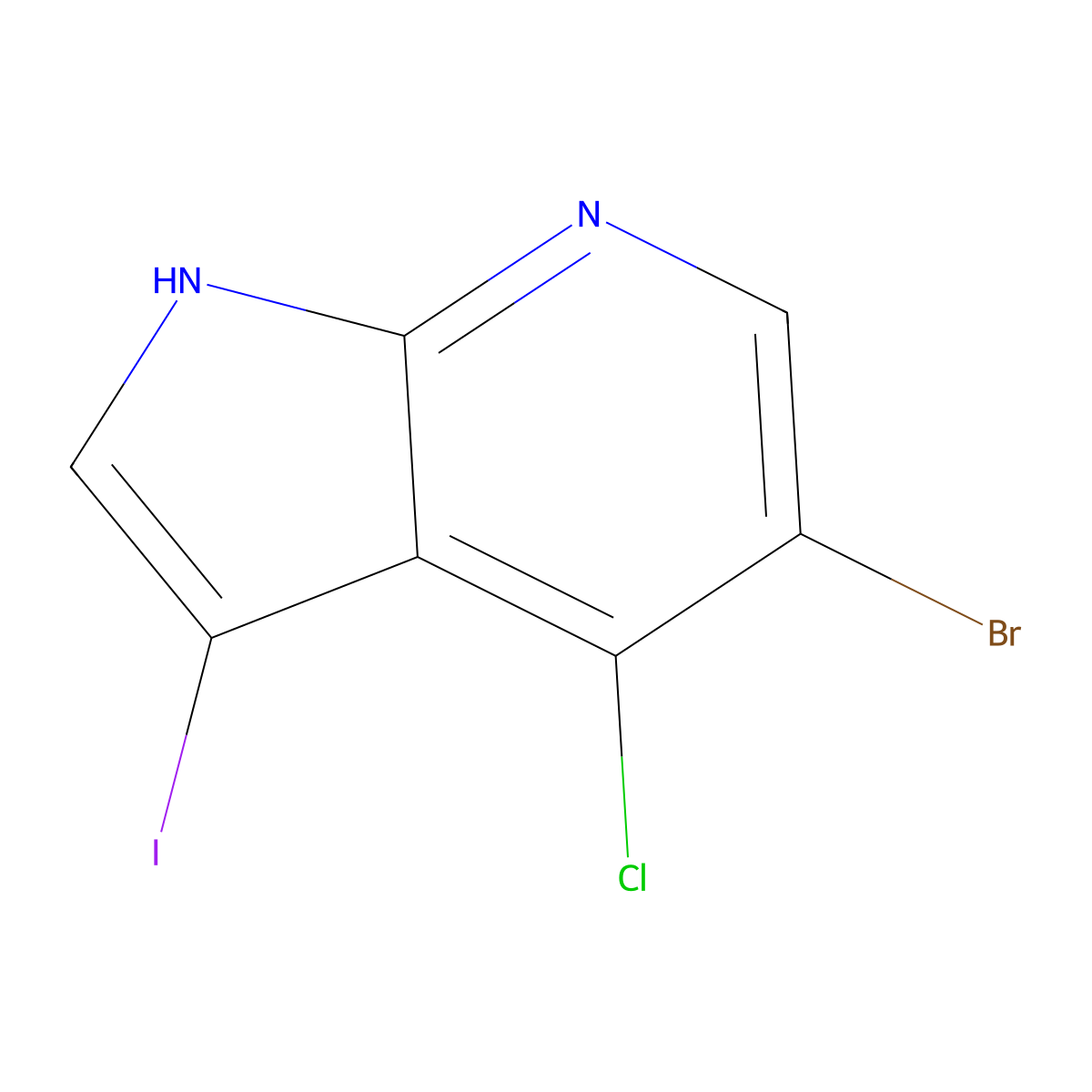 5-Bromo-4-chloro-3-iodo-1H-pyrrolo[2,3-b]pyridine molecular structure, CAS 1092579-75-3