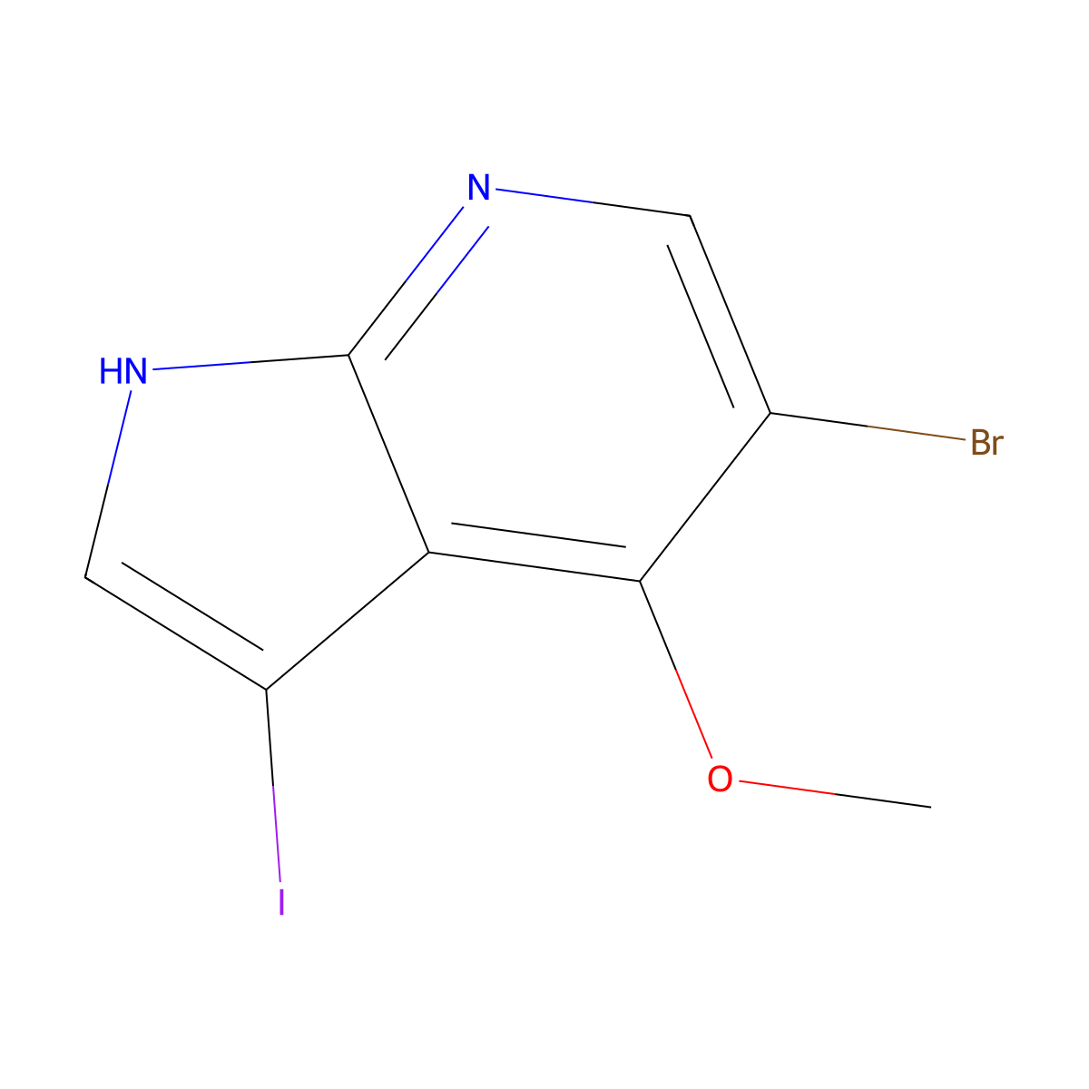 5-bromo-3-iodo-4-methoxy-1H-pyrrolo[2,3-b]pyridine molecular structure, CAS 1092579-76-4