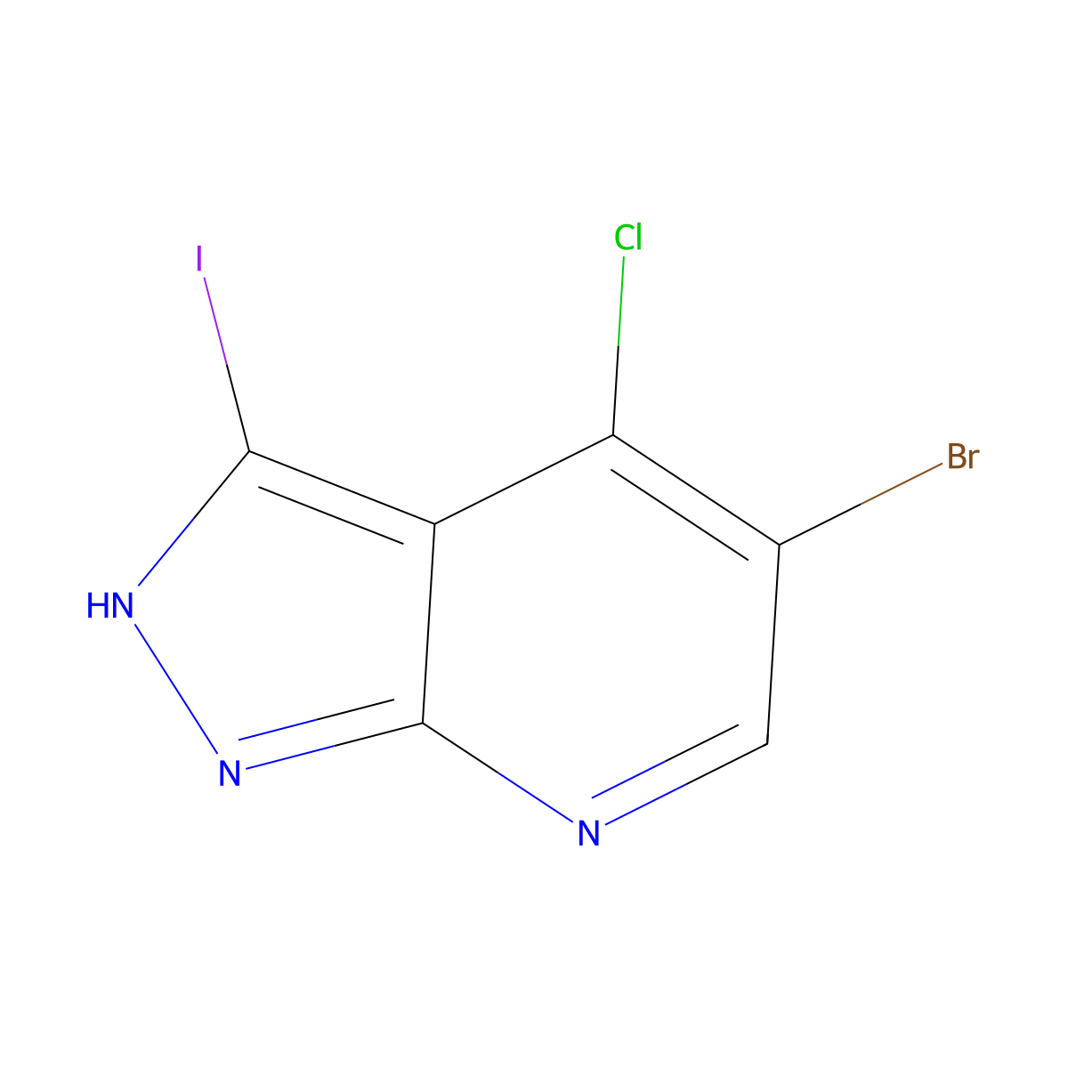 5-Bromo-4-chloro-3-iodo-1H-pyrazolo[3,4-b]pyridine molecular structure, CAS 1092579-78-6