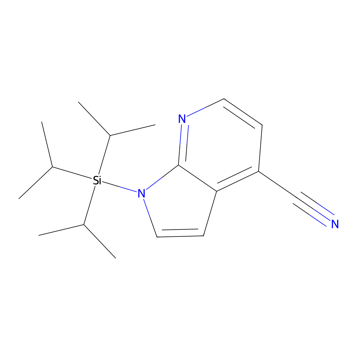 1-(triisopropylsilyl)-1H-pyrrolo[2,3-b]pyridine-4-carbonitrile molecular structure, CAS 1092580-01-2