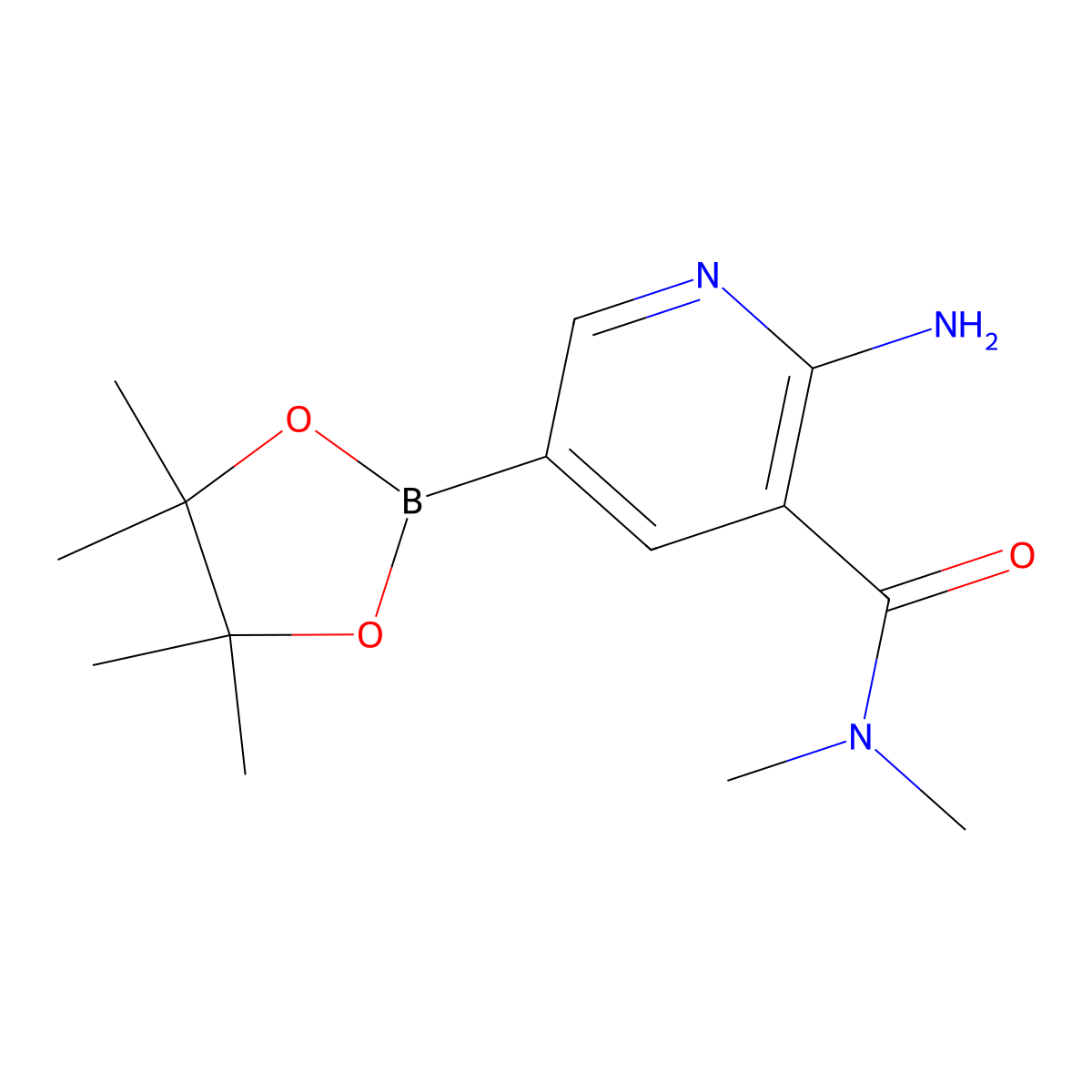 6-Amino-5-(dimethylcarbamoyl)pyridine-3-boronic acid pinacol ester molecular structure, CAS 1092580-90-9