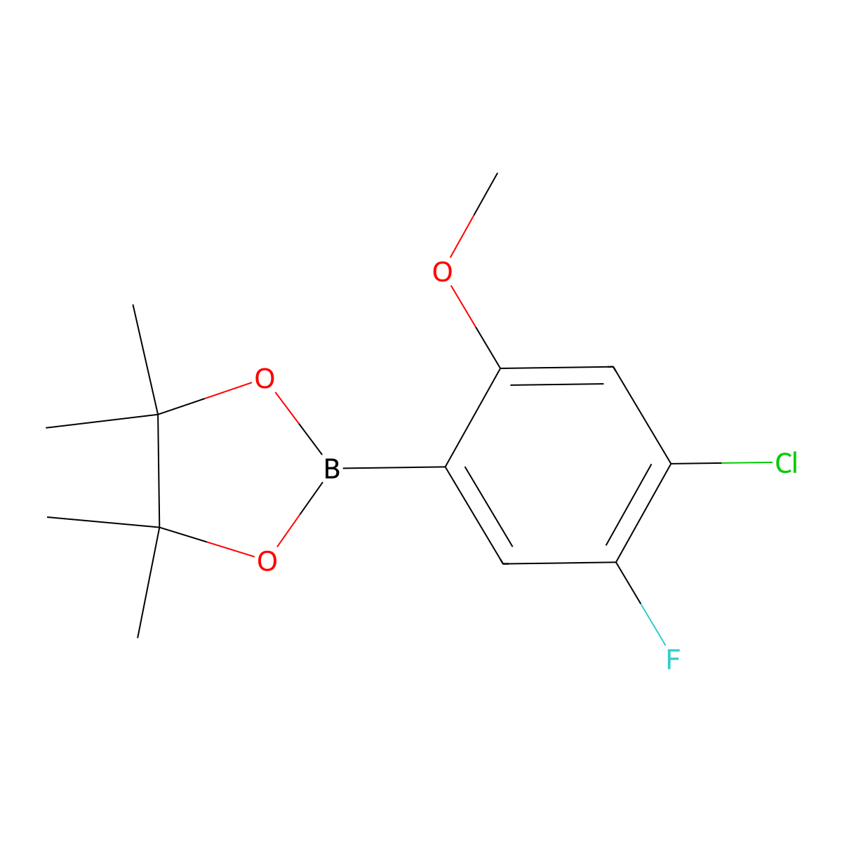 2-(4-Chloro-5-fluoro-2-methoxyphenyl)-4,4,5,5-tetramethyl-1,3,2-dioxaborolane molecular structure, CAS 1092581-00-4