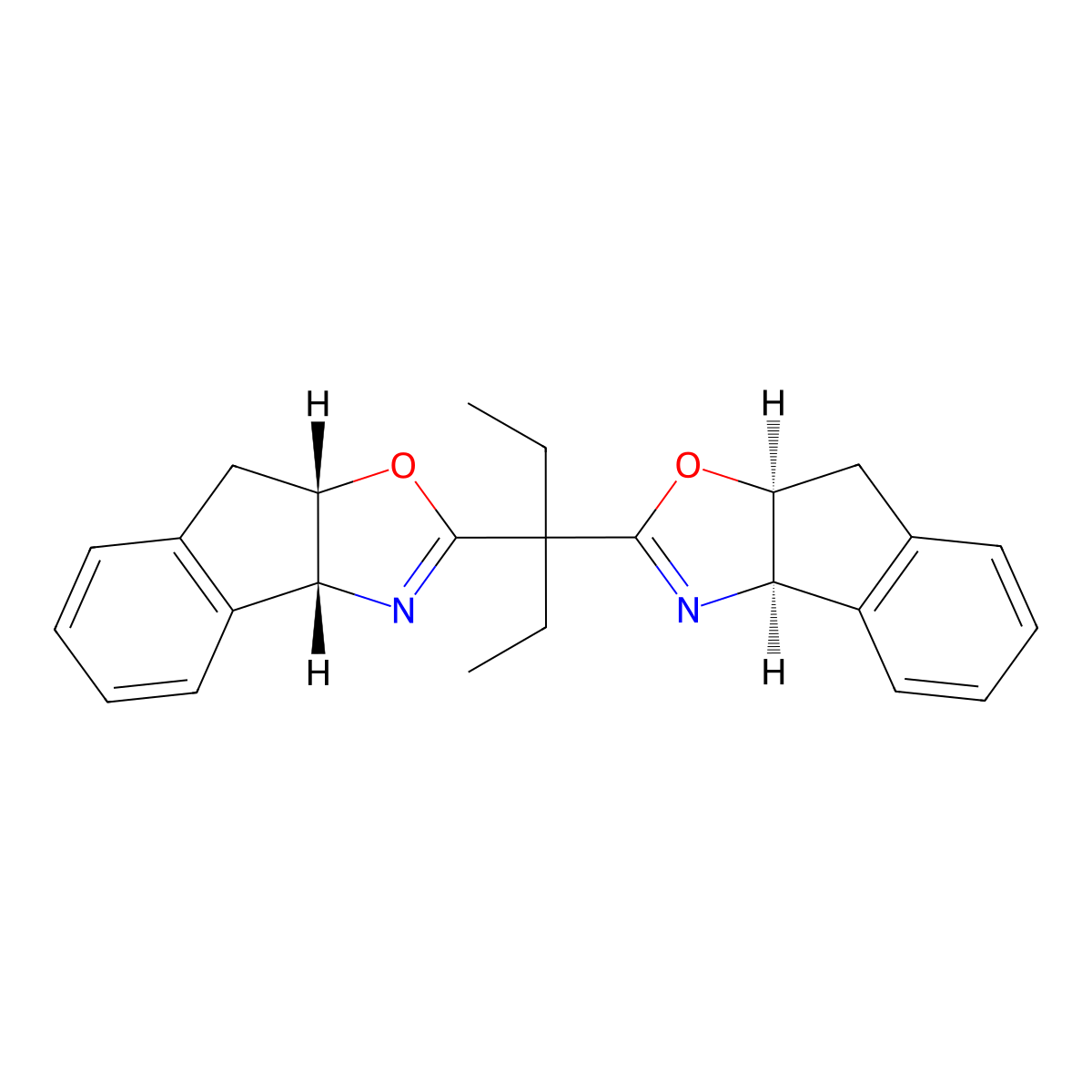(3AR,3a'R,8aS,8a'S)-2,2'-(pentane-3,3-diyl)bis(8,8a-dihydro-3aH-indeno[1,2-d]oxazole) molecular structure, CAS 1092582-89-2