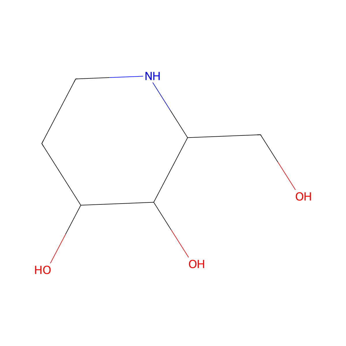 2-Hydroxymethylpiperidine-3,4-diol molecular structure, CAS 1092651-12-1