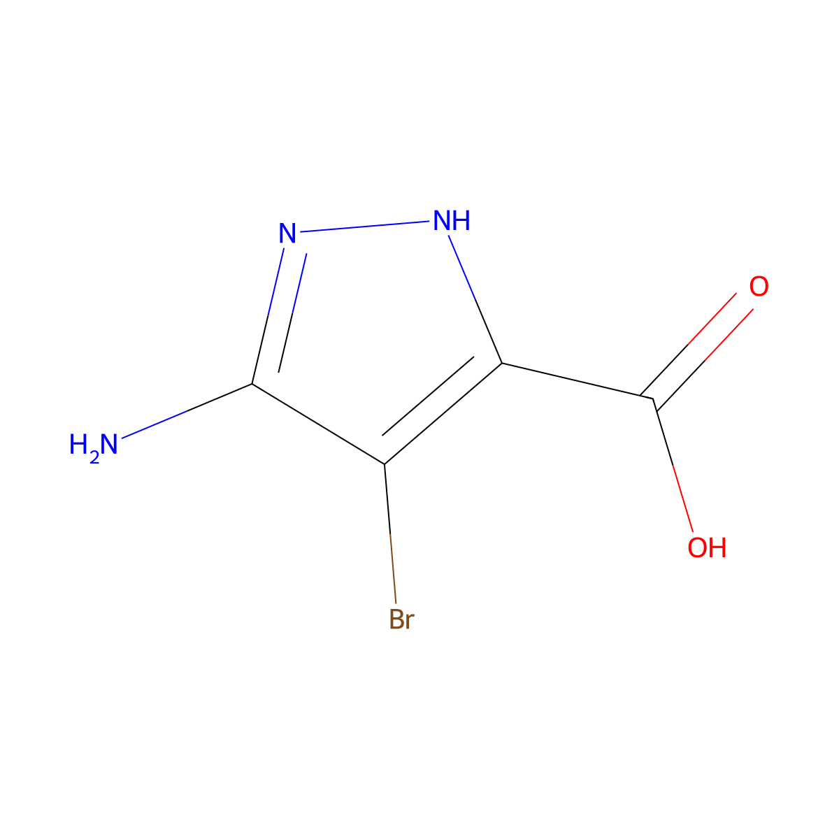 3-amino-4-bromo-1H-pyrazole-5-carboxylic acid molecular structure, CAS 1092683-01-6