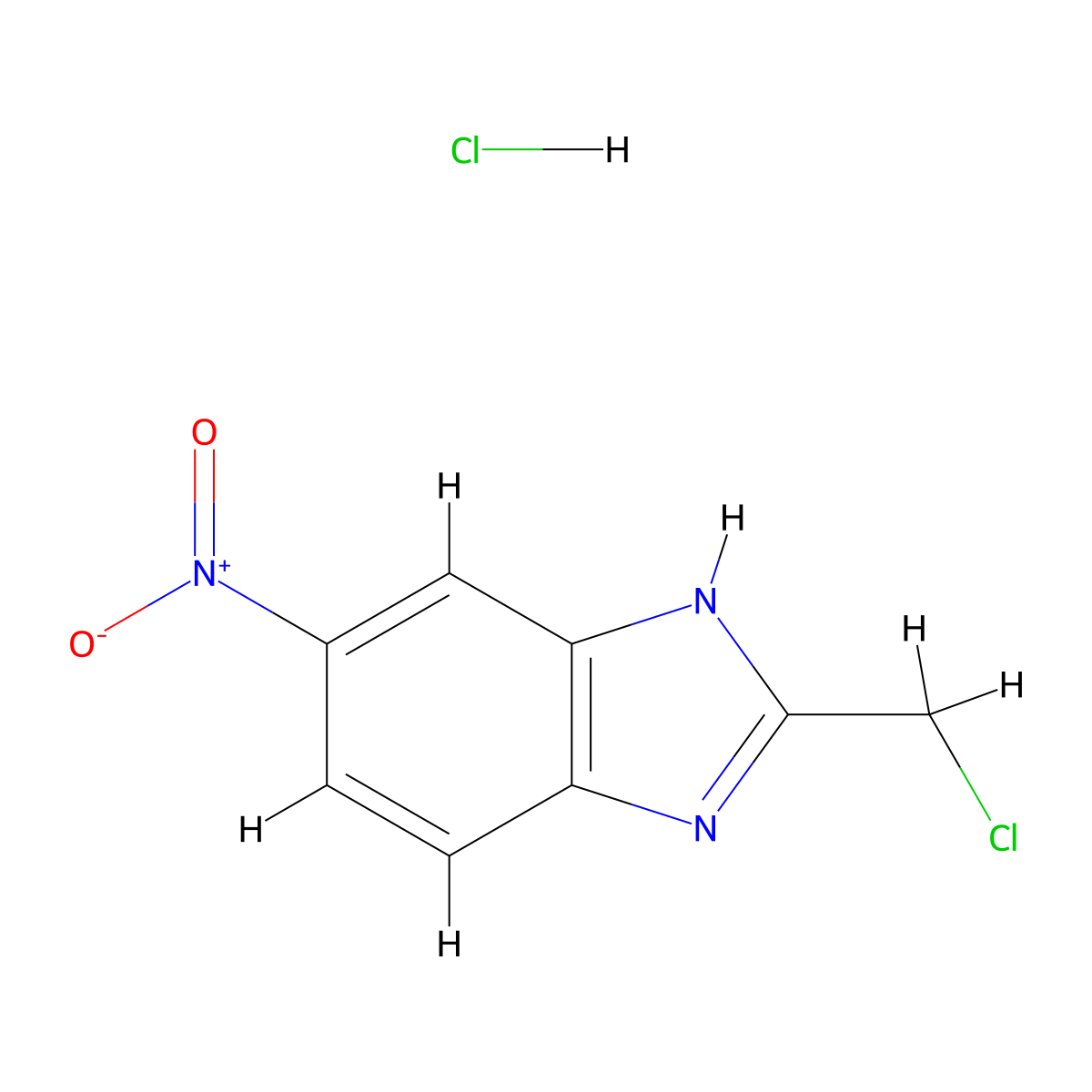 2-(chloromethyl)-6-nitro-1H-1,3-benzodiazole hydrochloride molecular structure, CAS 1092698-81-1