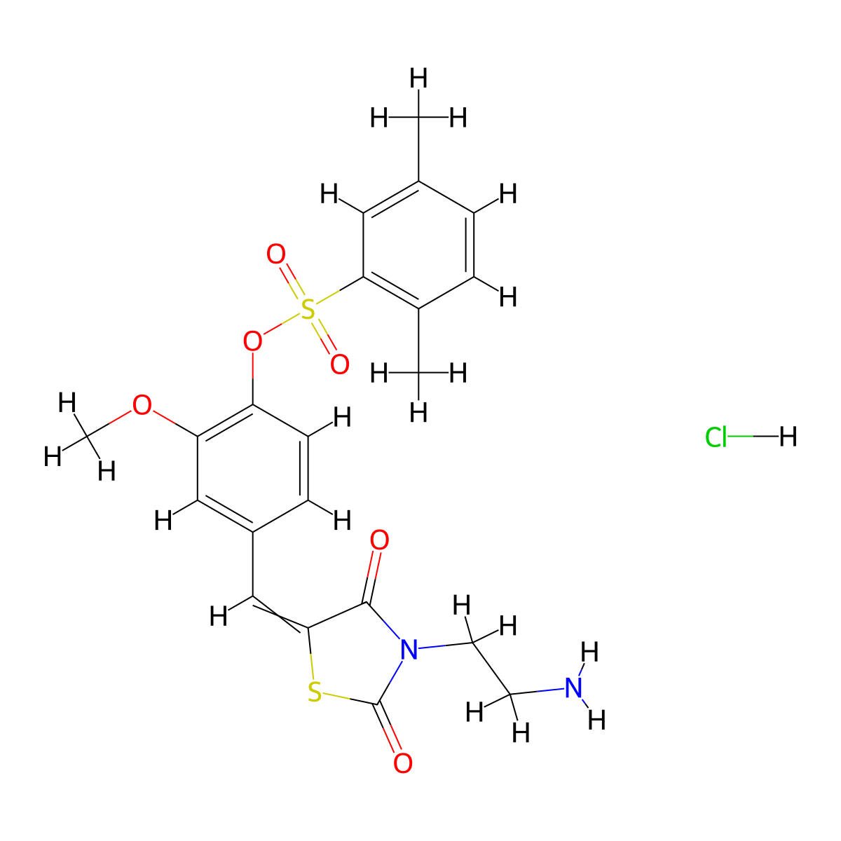 [4-[[3-(2-Aminoethyl)-2,4-dioxo-1,3-thiazolidin-5-ylidene]methyl]-2-methoxyphenyl] 2,5-dimethylbenzenesulfonate;hydrochloride molecular structure, CAS 1092706-04-1