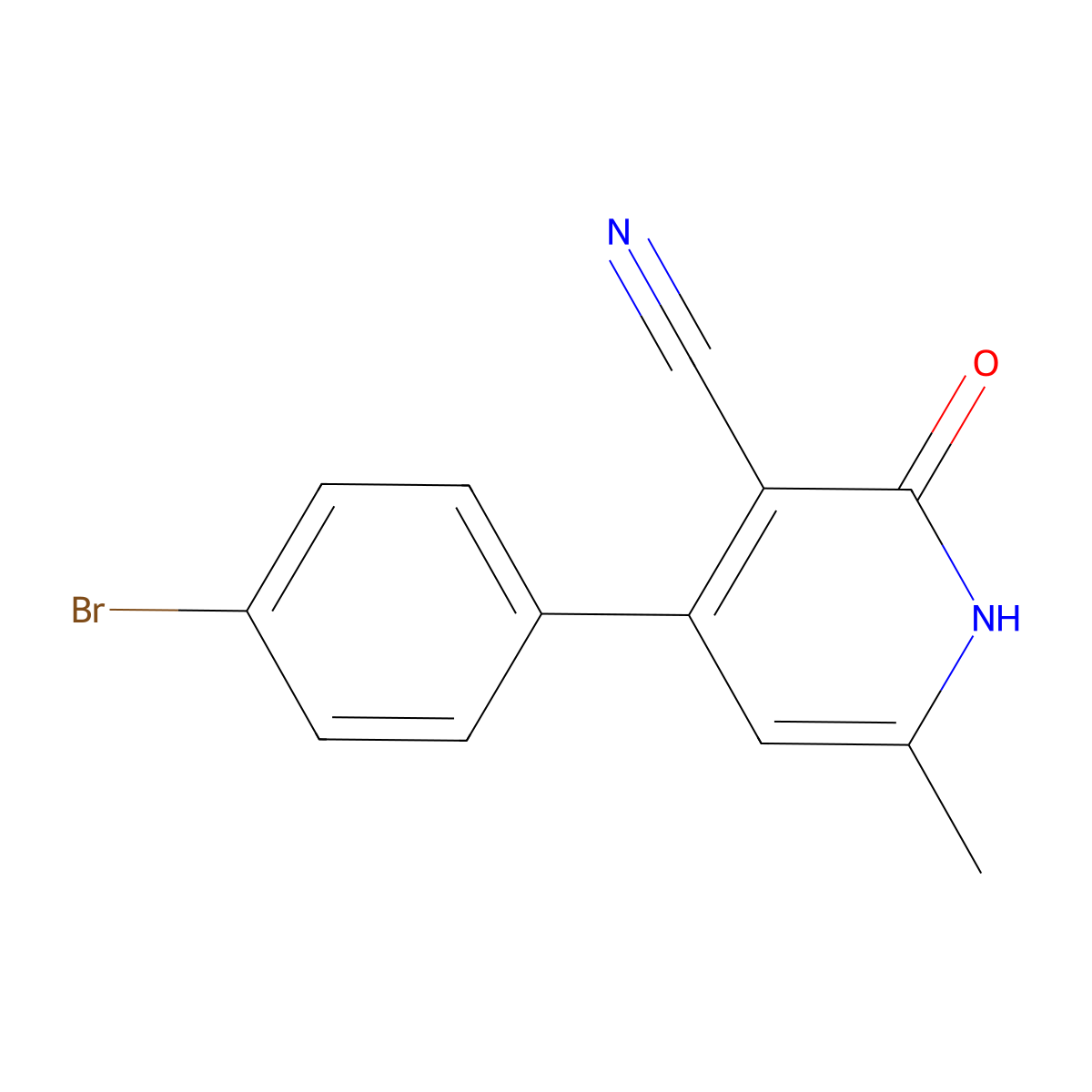 4-(4-Bromophenyl)-1,2-dihydro-6-methyl-2-oxo-3-pyridinecarbonitrile molecular structure, CAS 109273-58-7