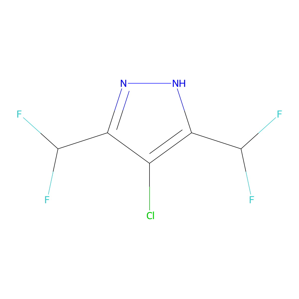 4-chloro-3,5-bis(difluoromethyl)-1H-pyrazole molecular structure, CAS 1092769-15-7