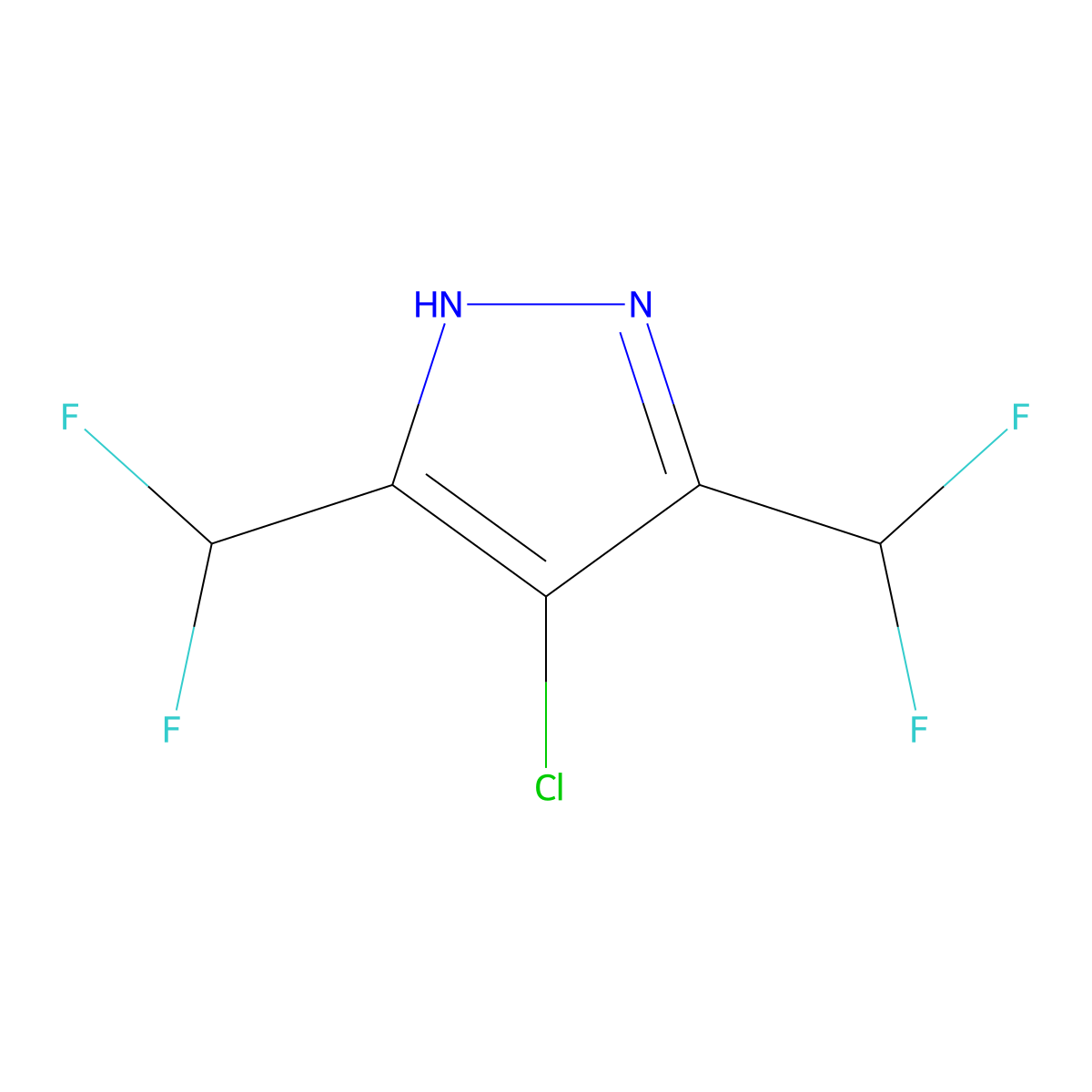 4-chloro-3,5-bis(difluoromethyl)-1H-pyrazole molecular structure, CAS 1092769-15-7