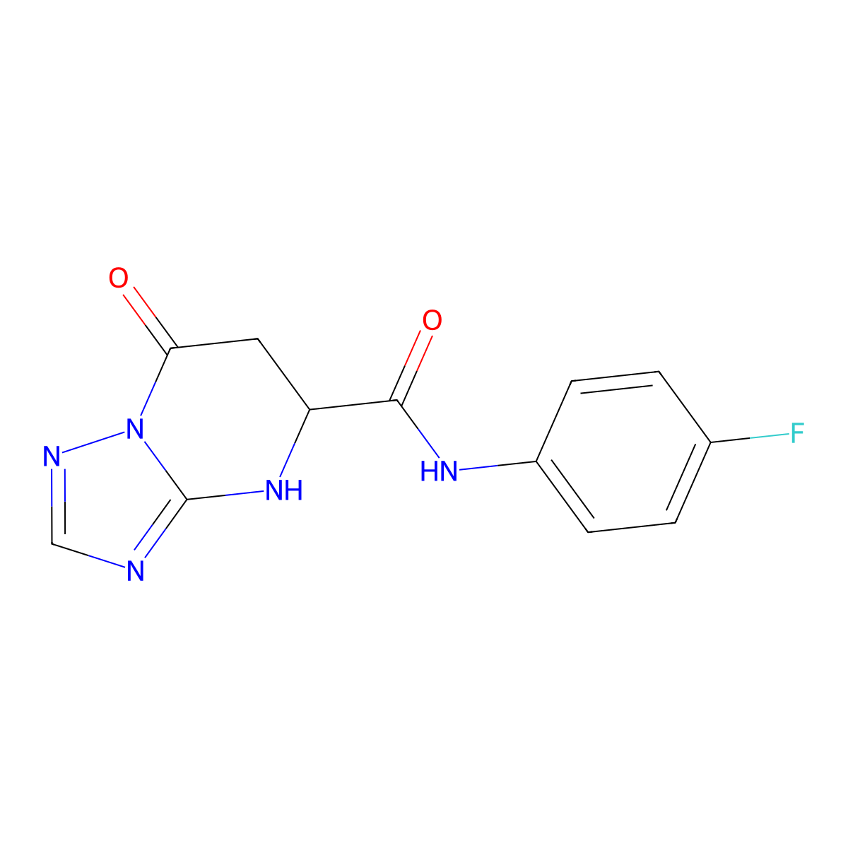 N-(4-fluorophenyl)-7-oxo-4,5,6,7-tetrahydro[1,2,4]triazolo[1,5-a]pyrimidine-5-carboxamide molecular structure, CAS 1092782-97-2