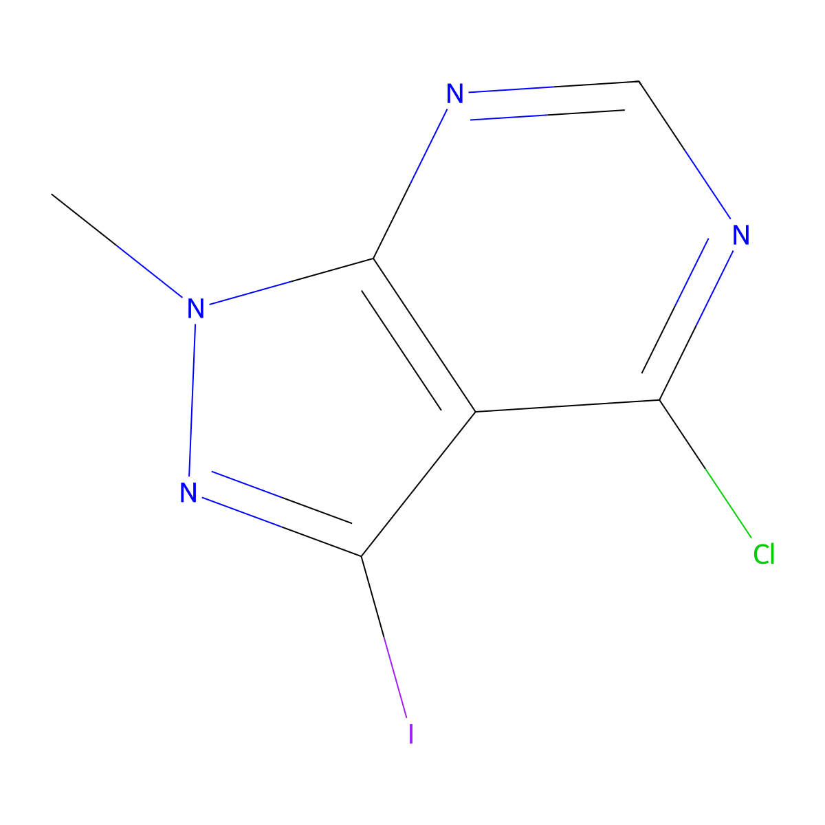 4-chloro-3-iodo-1-methyl-1H-pyrazolo[3,4-d]pyrimidine molecular structure, CAS 1092789-28-0