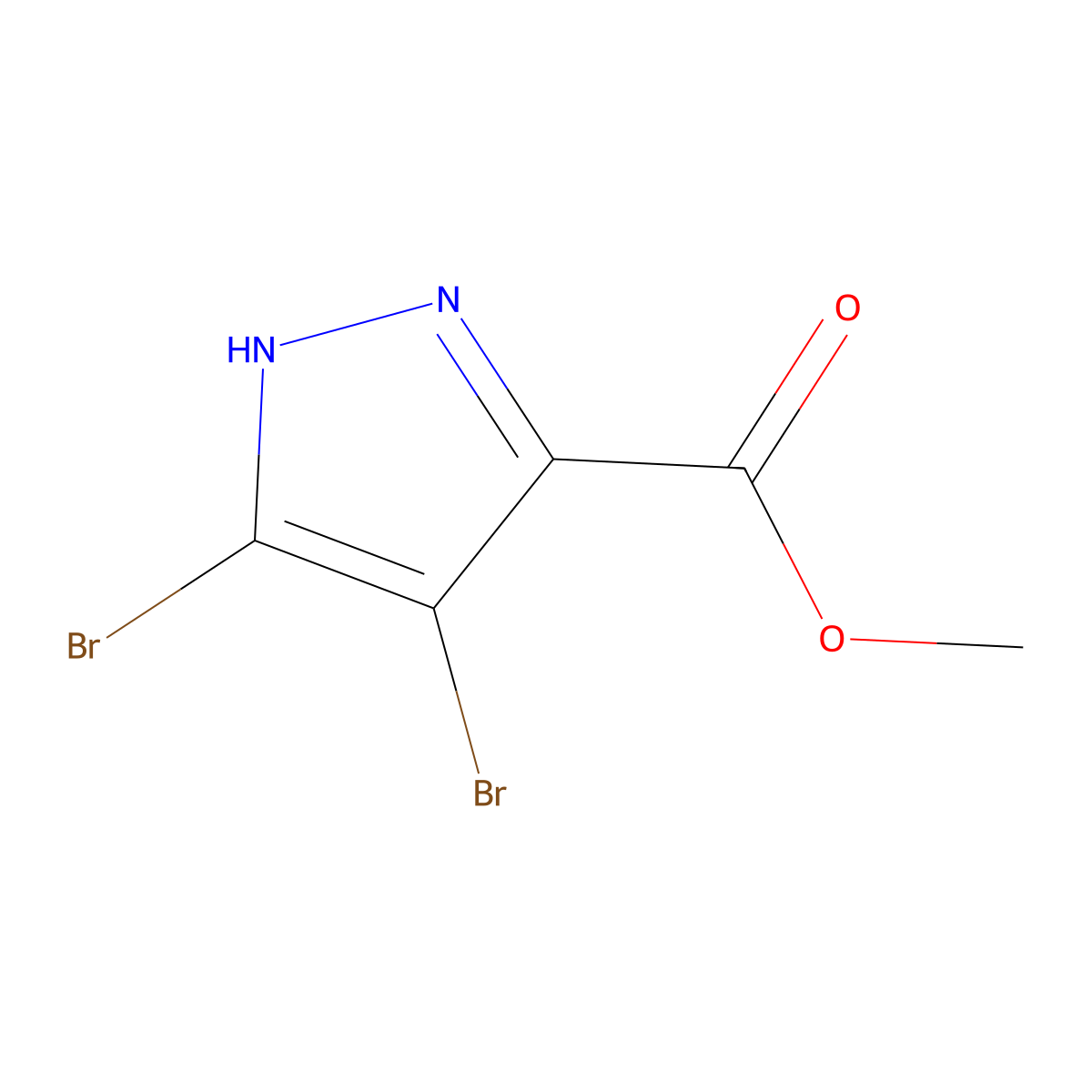methyl 4,5-dibromo-1H-pyrazole-3-carboxylate molecular structure, CAS 1092791-47-3
