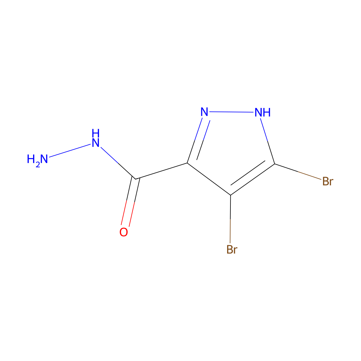 3,4-Dibromo-1H-pyrazole-5-carbohydrazide molecular structure, CAS 1092791-48-4
