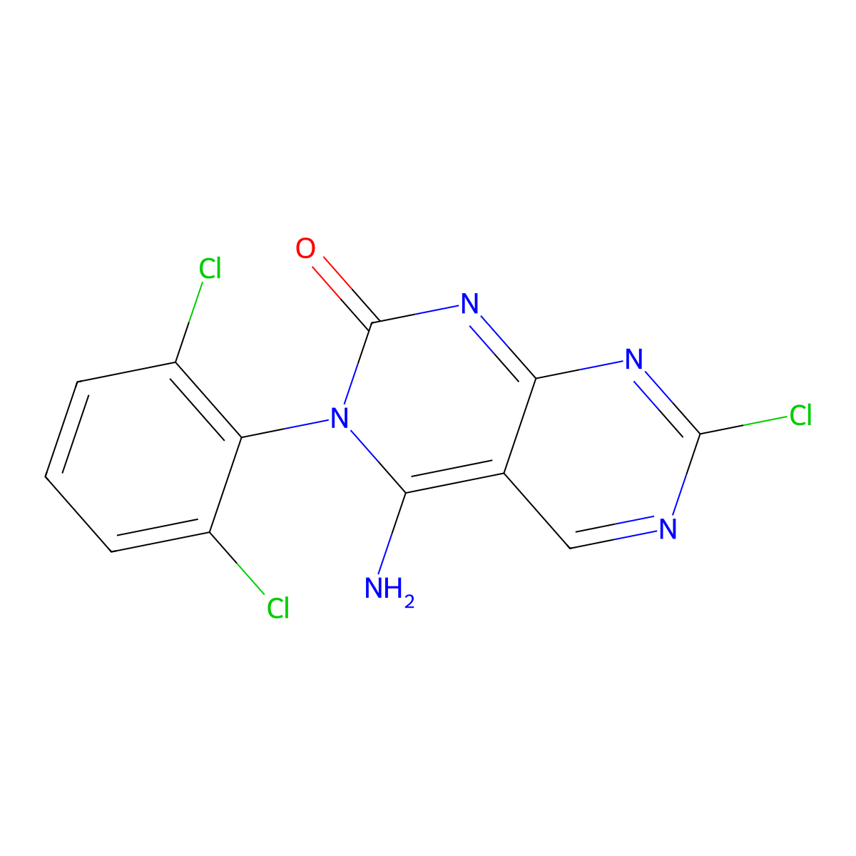 7-Chloro-3-(2,6-dichlorophenyl)-4-imino-3,4-dihydropyrimido[4,5-d]pyrimidin-2(1H)-one molecular structure, CAS 1092793-97-9
