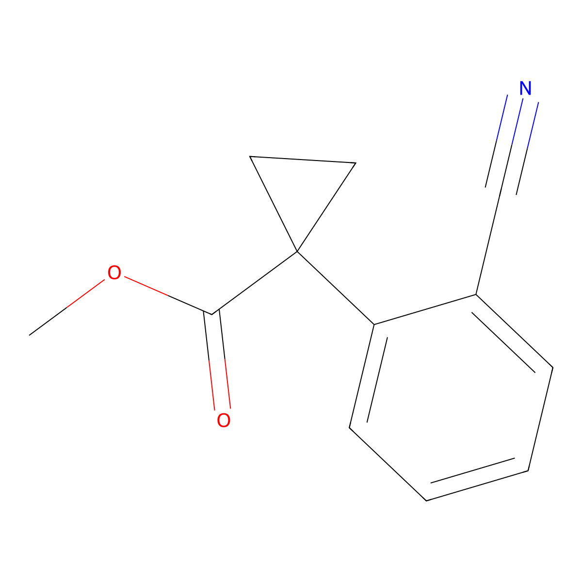 Methyl 1-(2-cyanophenyl)cyclopropanecarboxylate molecular structure, CAS 1092794-06-3