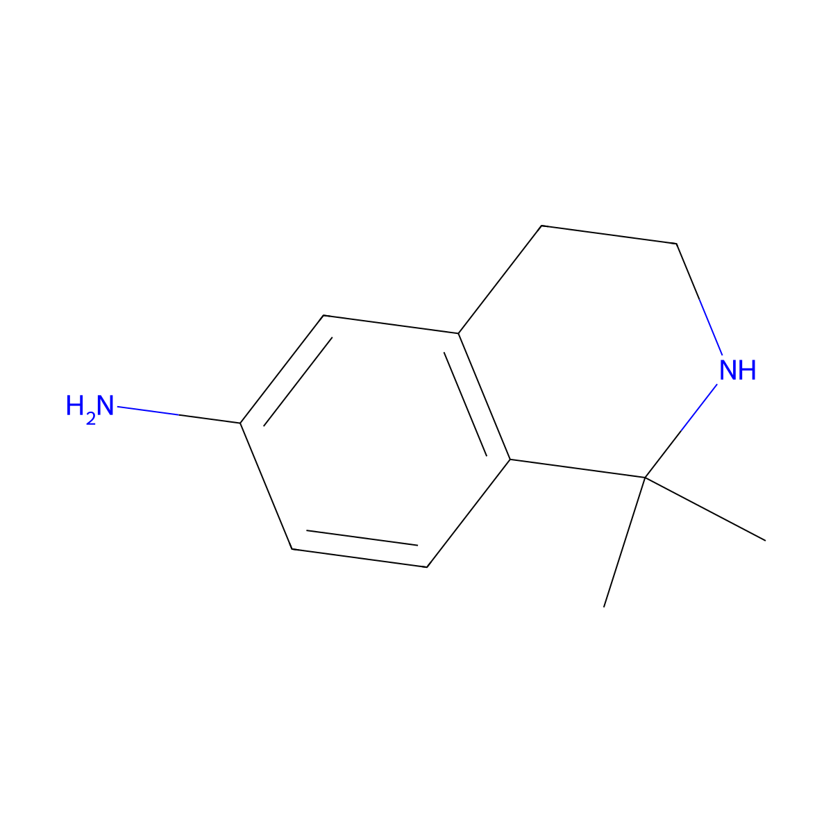 1,1-Dimethyl-1,2,3,4-tetrahydroisoquinolin-6-amine molecular structure, CAS 1092794-34-7