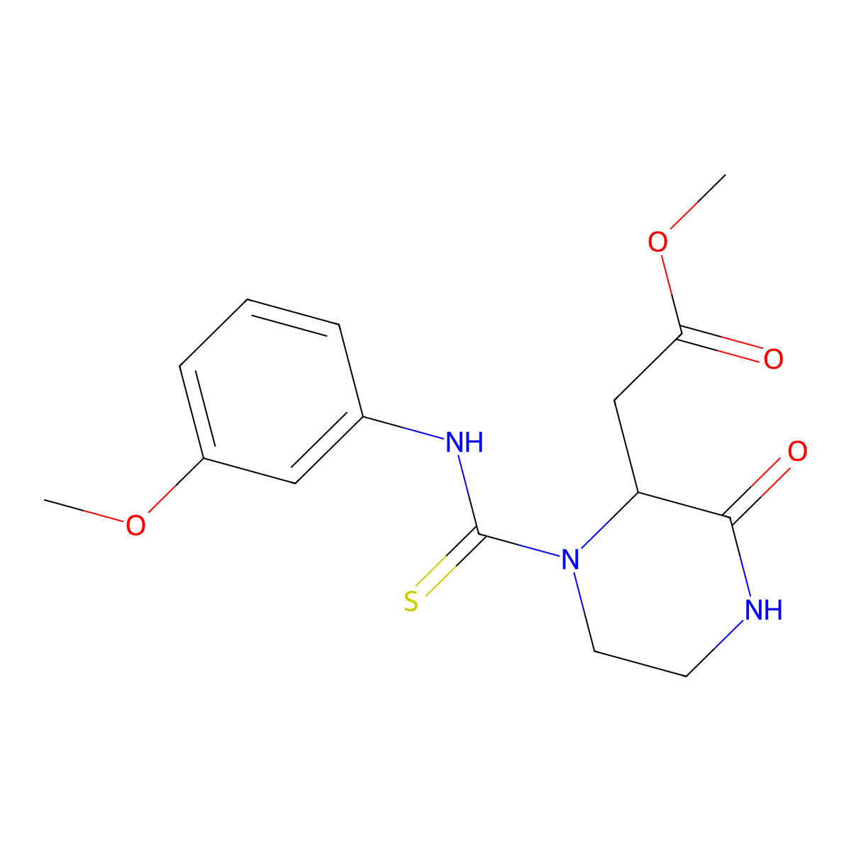 Methyl {1-[(3-methoxyphenyl)carbamothioyl]-3-oxopiperazin-2-yl}acetate molecular structure, CAS 1092797-54-0