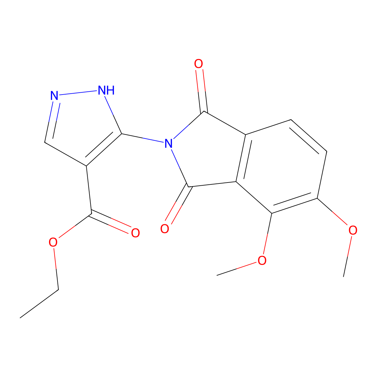 ethyl 5-(4,5-dimethoxy-1,3-dioxoisoindolin-2-yl)-1H-pyrazole-4-carboxylate molecular structure, CAS 1092797-64-2