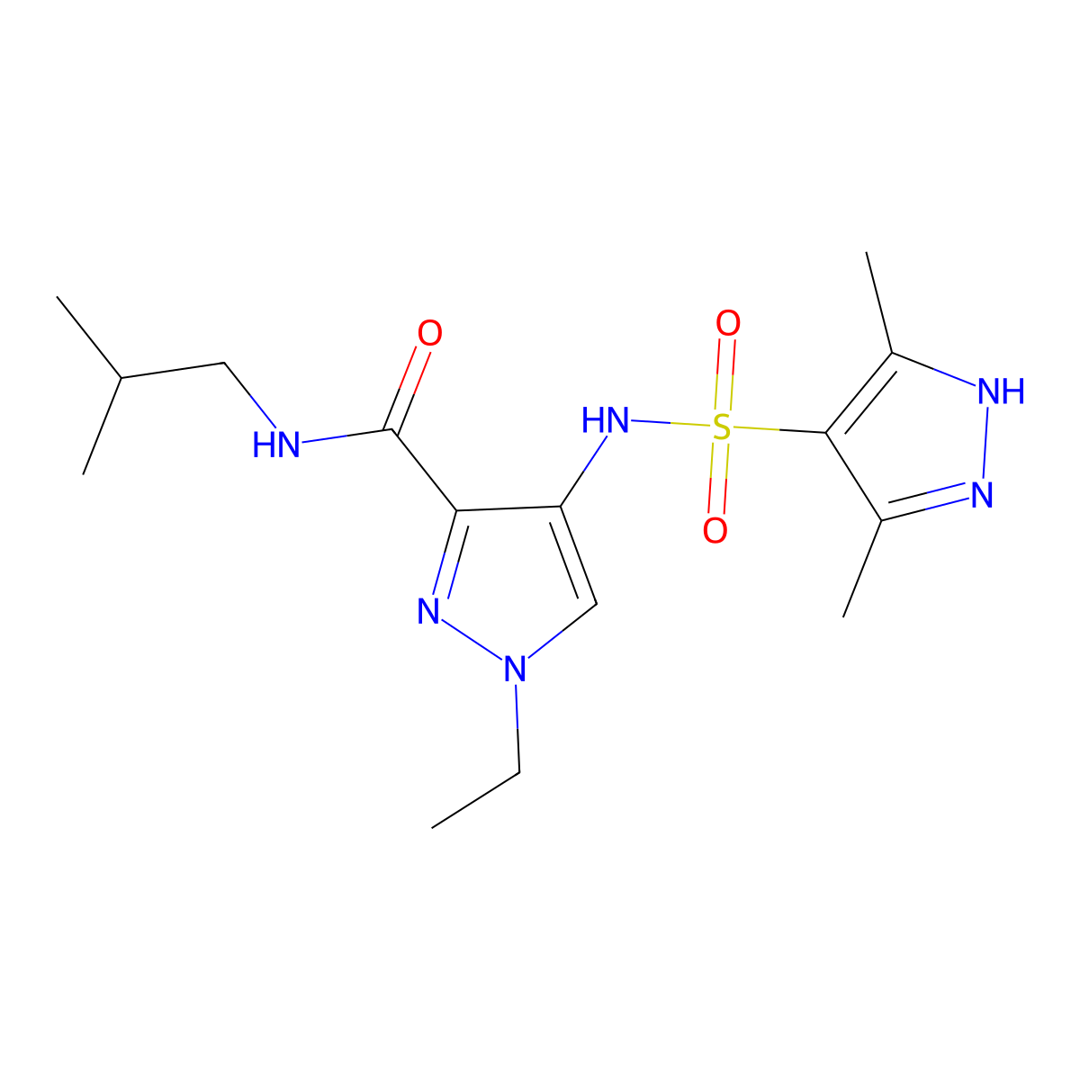 4-{[(3,5-dimethyl-1H-pyrazol-4-yl)sulfonyl]amino}-1-ethyl-N-(2-methylpropyl)-1H-pyrazole-3-carboxamide molecular structure, CAS 1092799-31-9