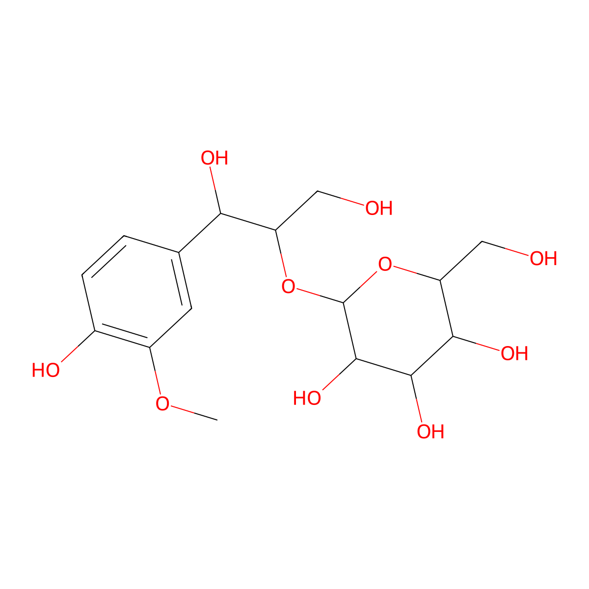 (+)-(7S,8S)-guaiacylglycerol 8-O-beta-D-glucopyranoside molecular structure, CAS 109280-40-2