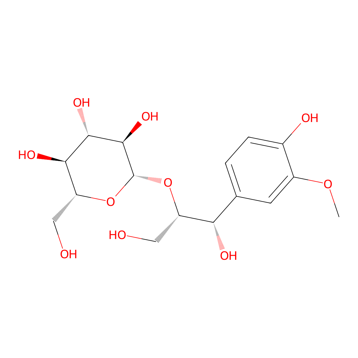 (+)-(7S,8S)-guaiacylglycerol 8-O-beta-D-glucopyranoside molecular structure, CAS 109280-40-2