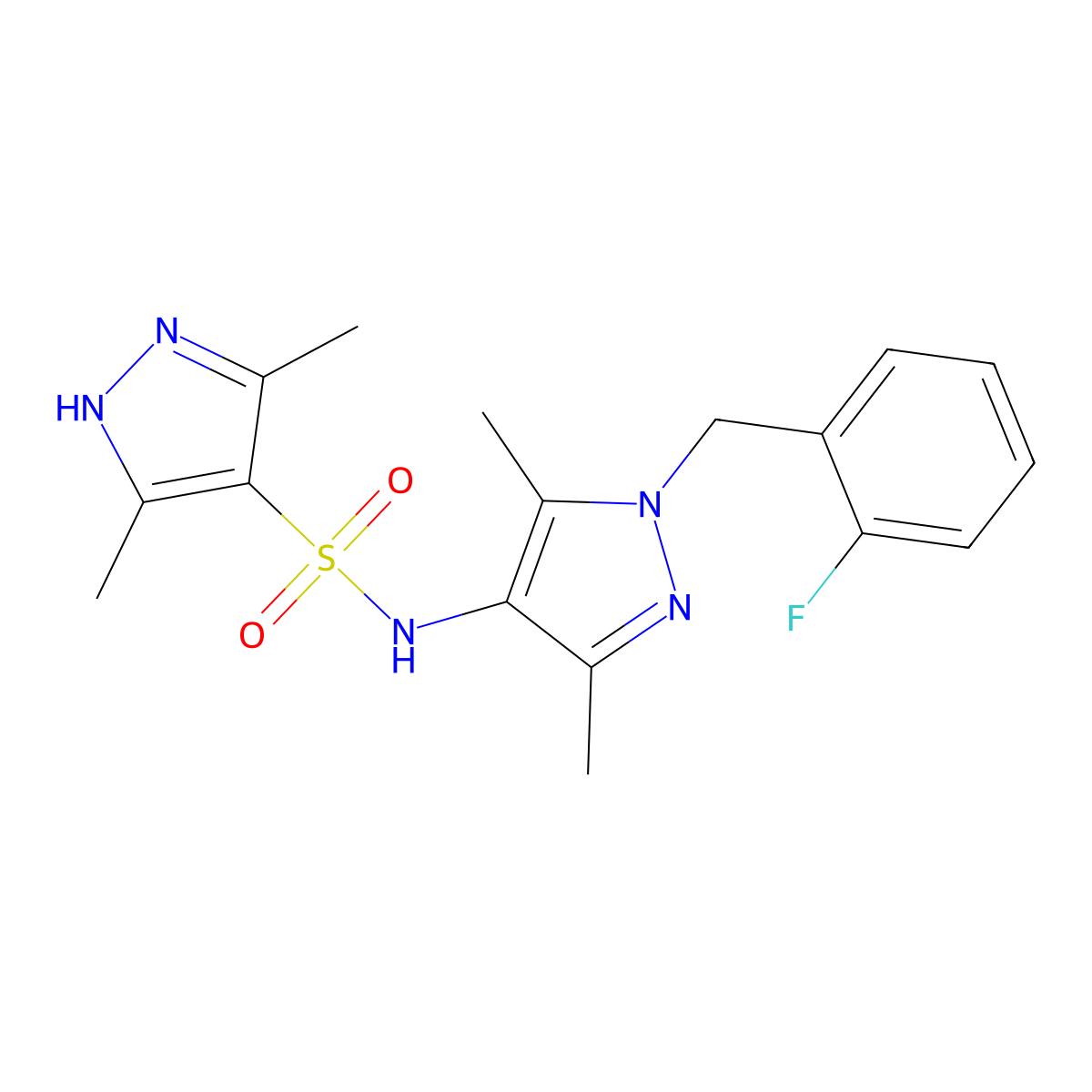 N-[1-(2-fluorobenzyl)-3,5-dimethyl-1H-pyrazol-4-yl]-3,5-dimethyl-1H-pyrazole-4-sulfonamide molecular structure, CAS 1092813-44-9