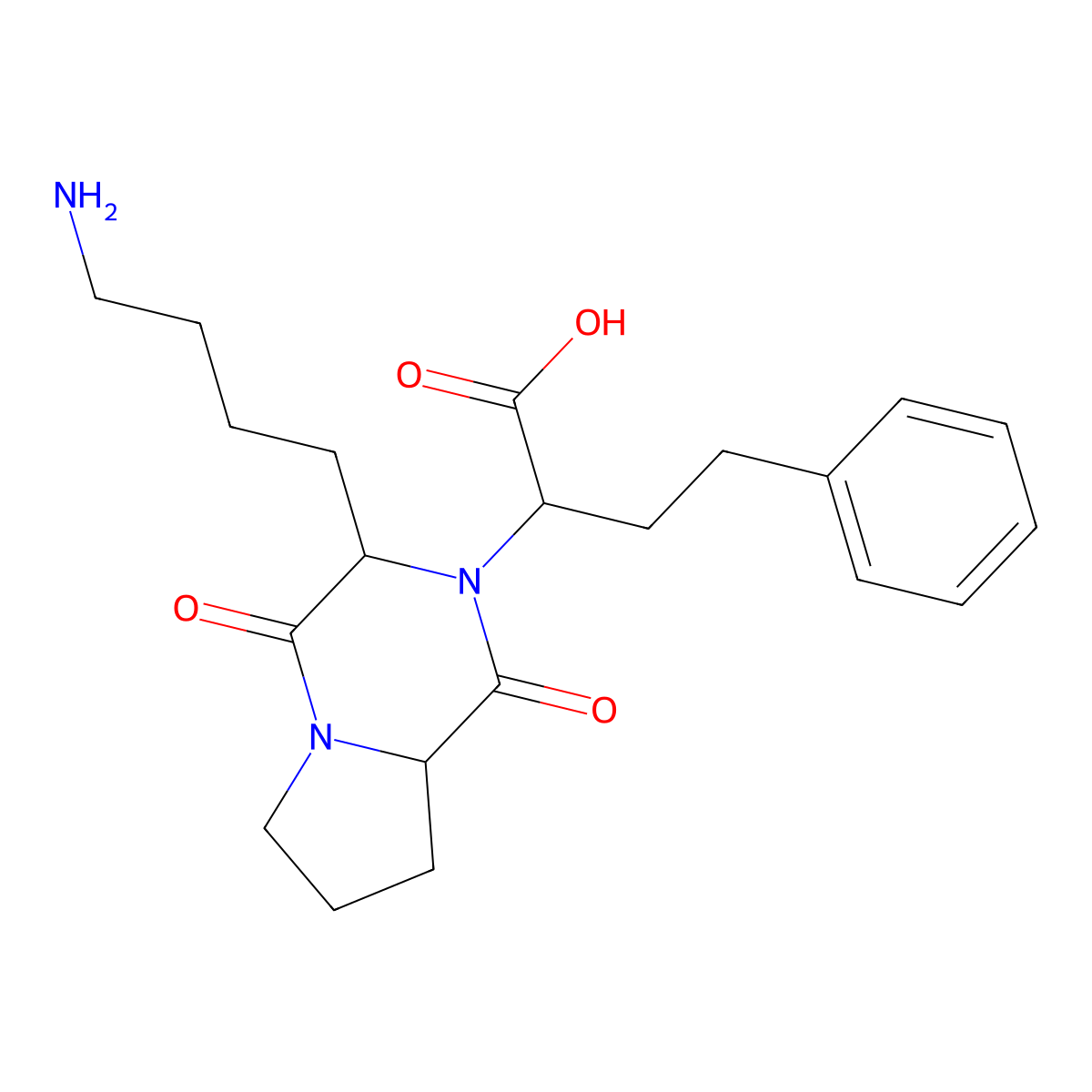 (2S)-2-[(3S)-3-(4-Aminobutyl)-1,4-dioxohexahydropyrrolo[1,2-a]pyrazin-2(1H)-yl]-4-phenylbutanoic acid molecular structure, CAS 1092813-99-4