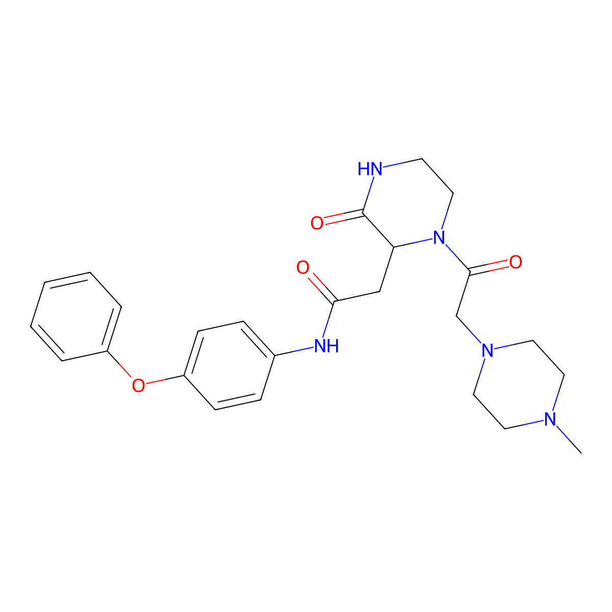 2-{1-[2-(4-methylpiperazino)acetyl]-3-oxo-2-piperazinyl}-N-(4-phenoxyphenyl)acetamide molecular structure, CAS 1092833-39-0