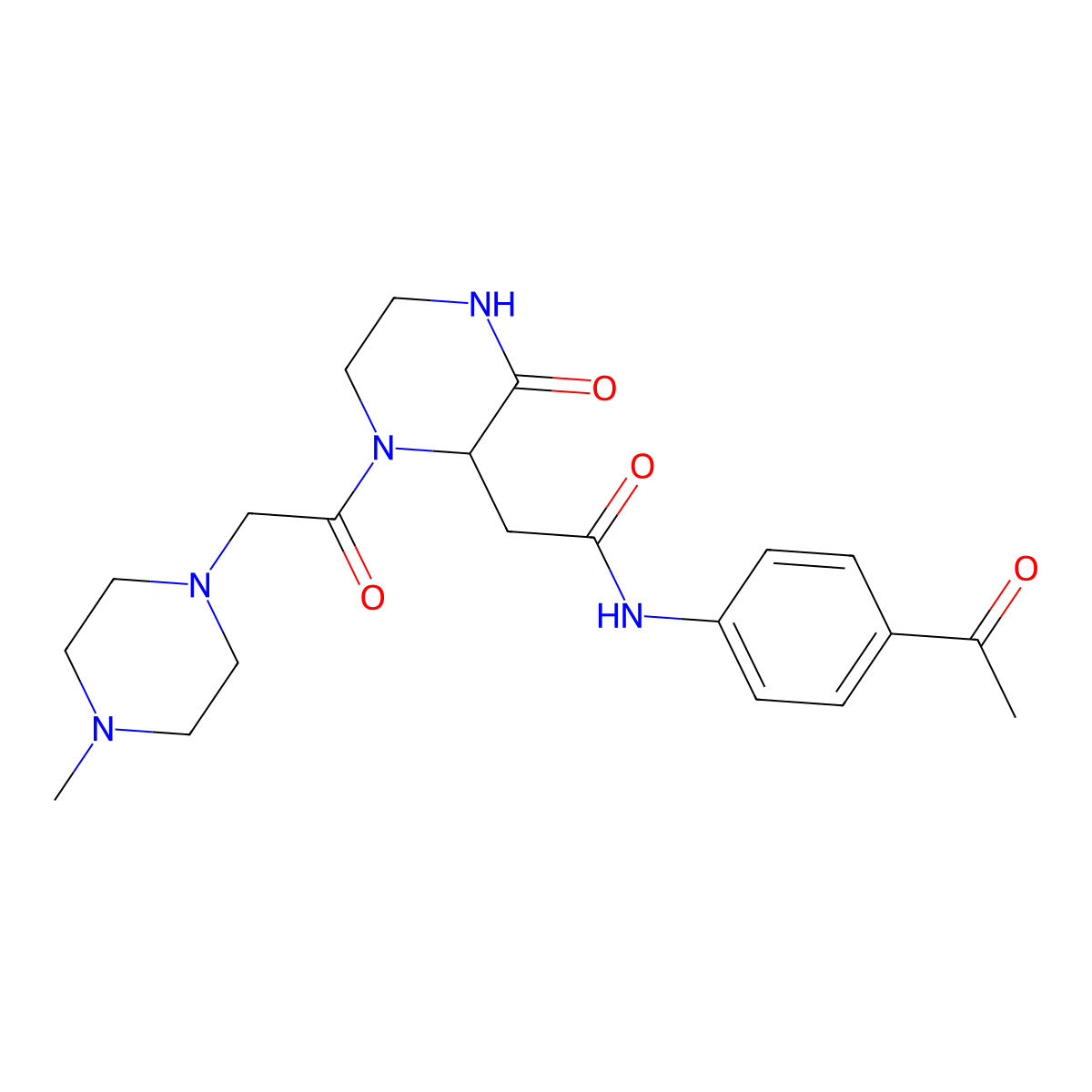 N-(4-acetylphenyl)-2-{1-[(4-methylpiperazin-1-yl)acetyl]-3-oxopiperazin-2-yl}acetamide molecular structure, CAS 1092833-42-5